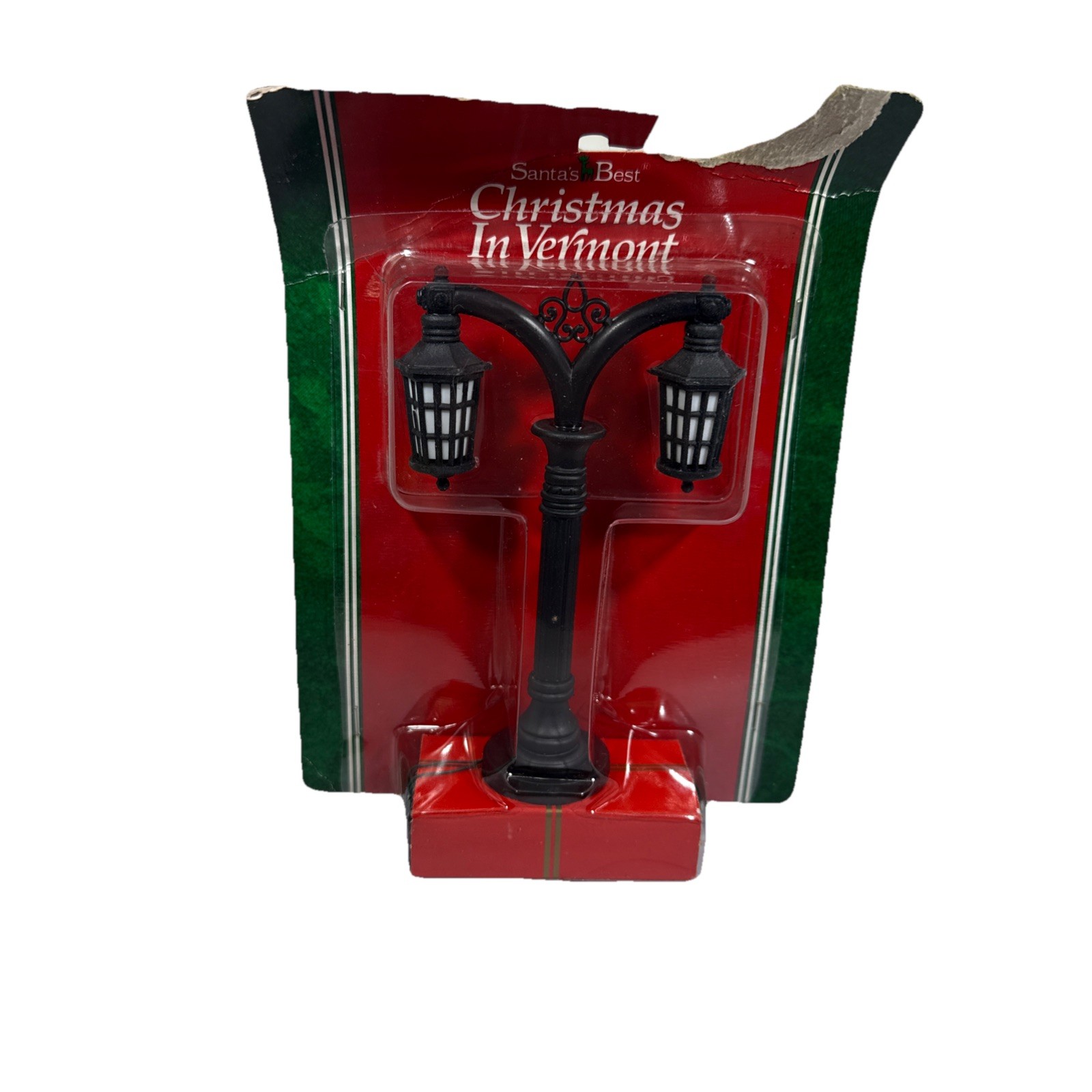 Santa’s Best Christmas in Vermont 1995 Battery Operated Double Light Lamp Post