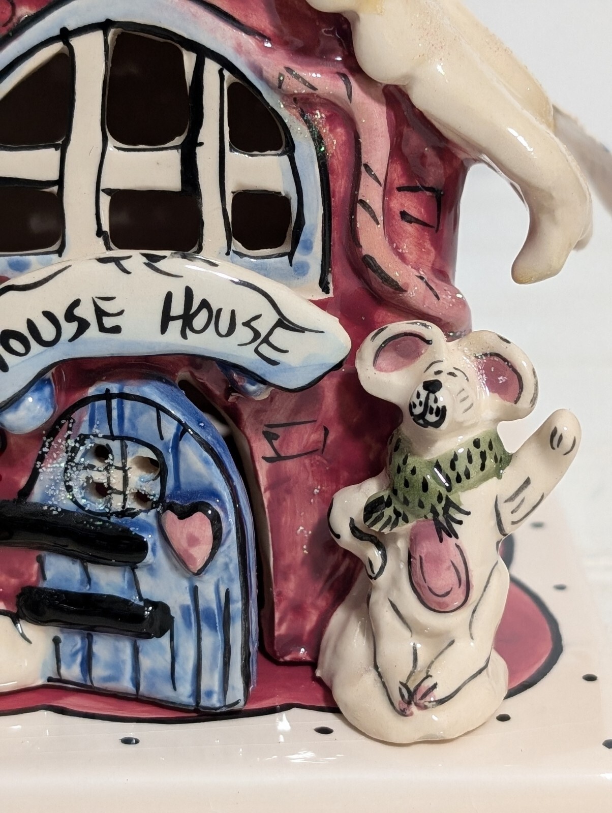 Blue Sky Christmas Ceramic Mouse House Tealight Christmas by Heather Goldminc 01