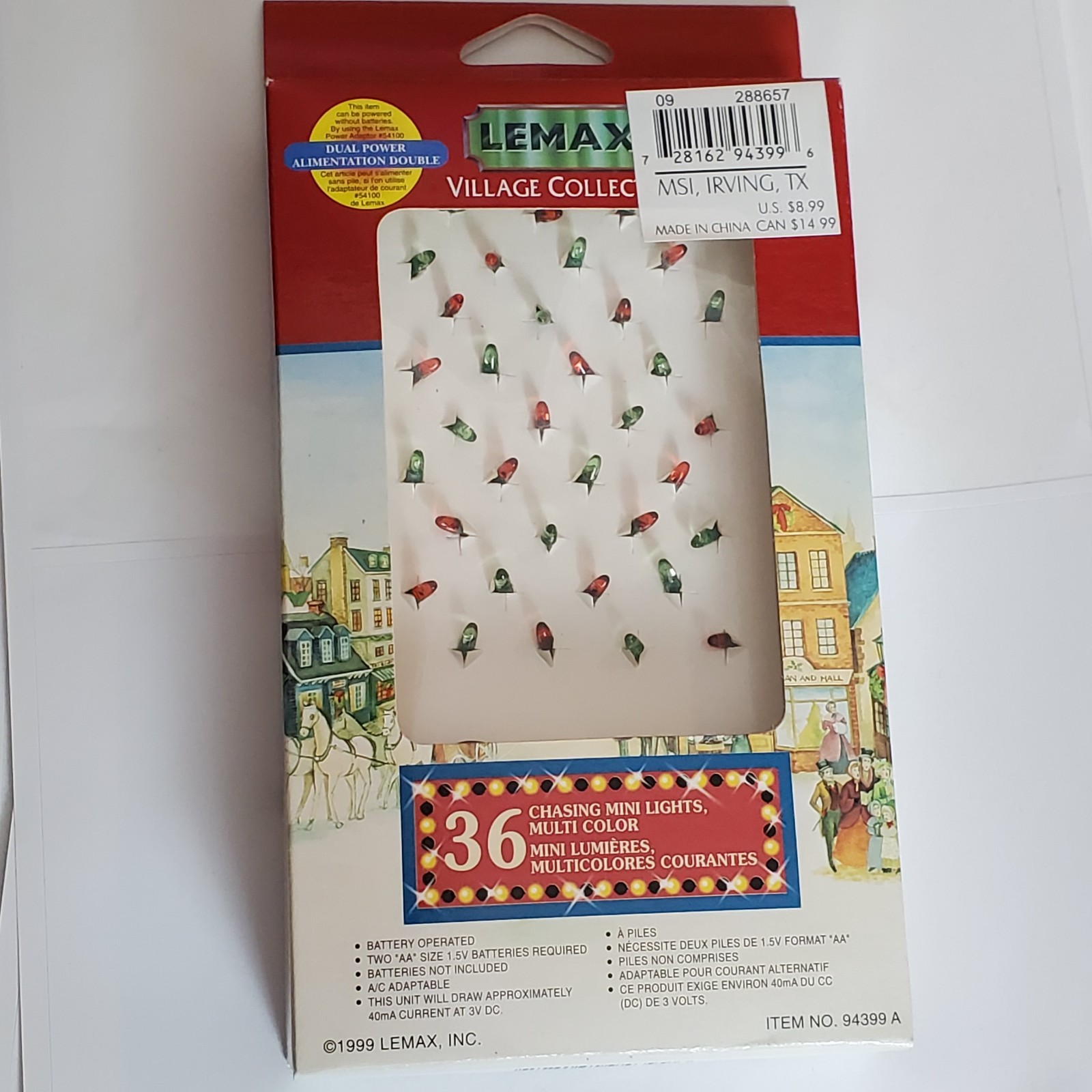 1999 Lemax 36 Chasing Mini Multi Color Lights 94399 Dual Power Christmas Village