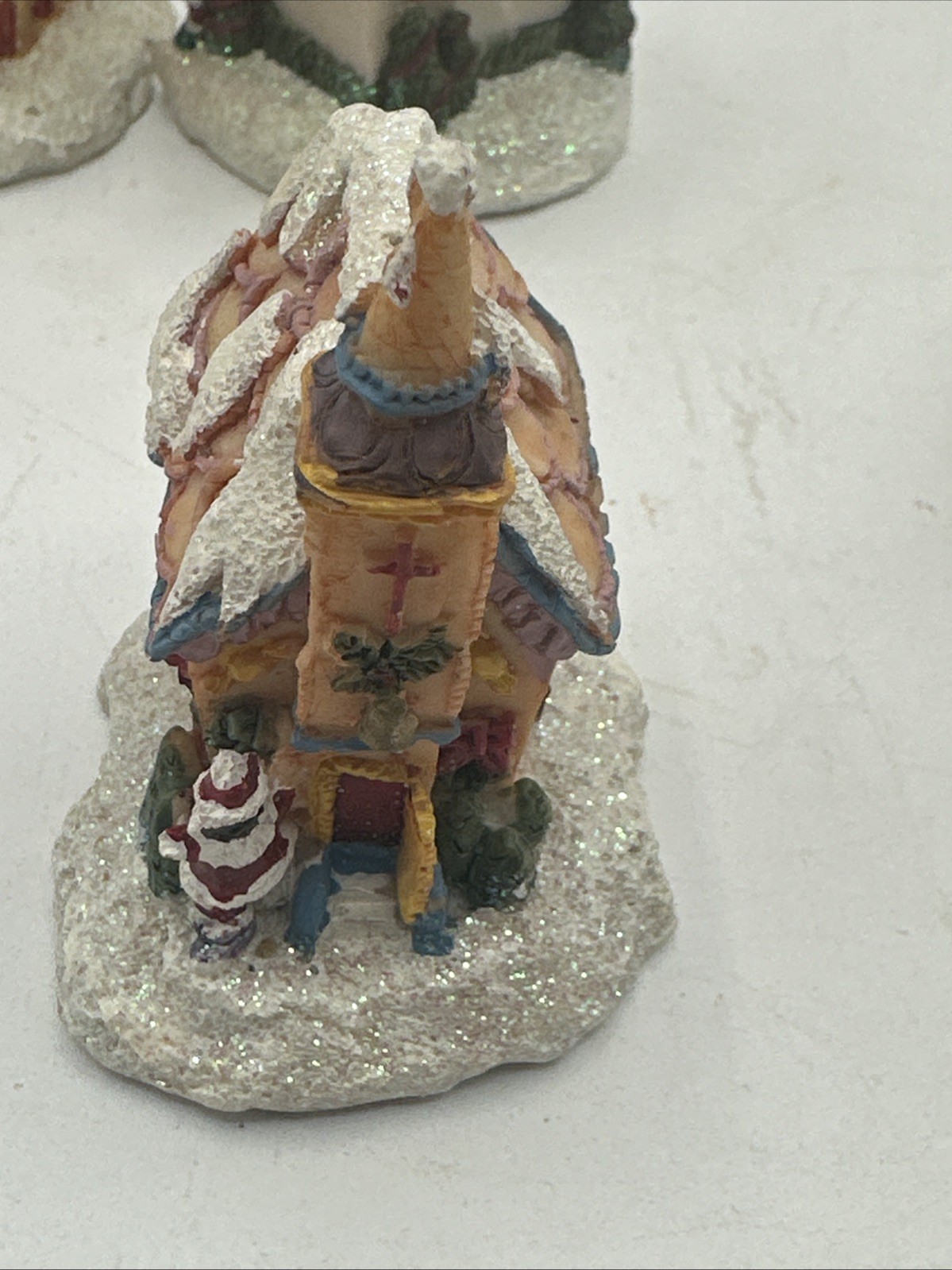 Lot 6 Mini Christmas Village Houses Buildings Ceramic 2”-2.5” Tall, Unbranded