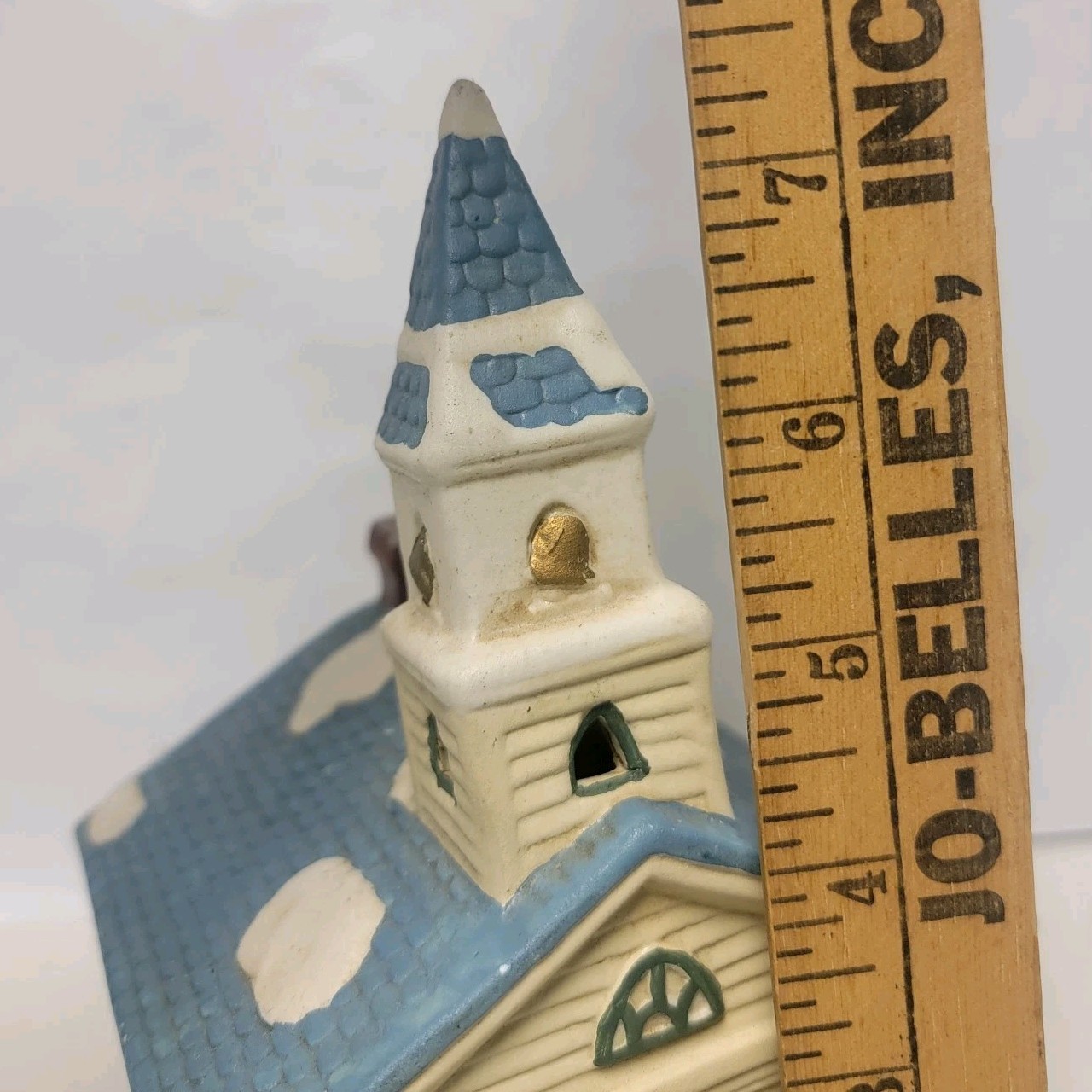 VTG Illuminated Christmas Church W/Stained Glass Windows & Bell Tower Steeple