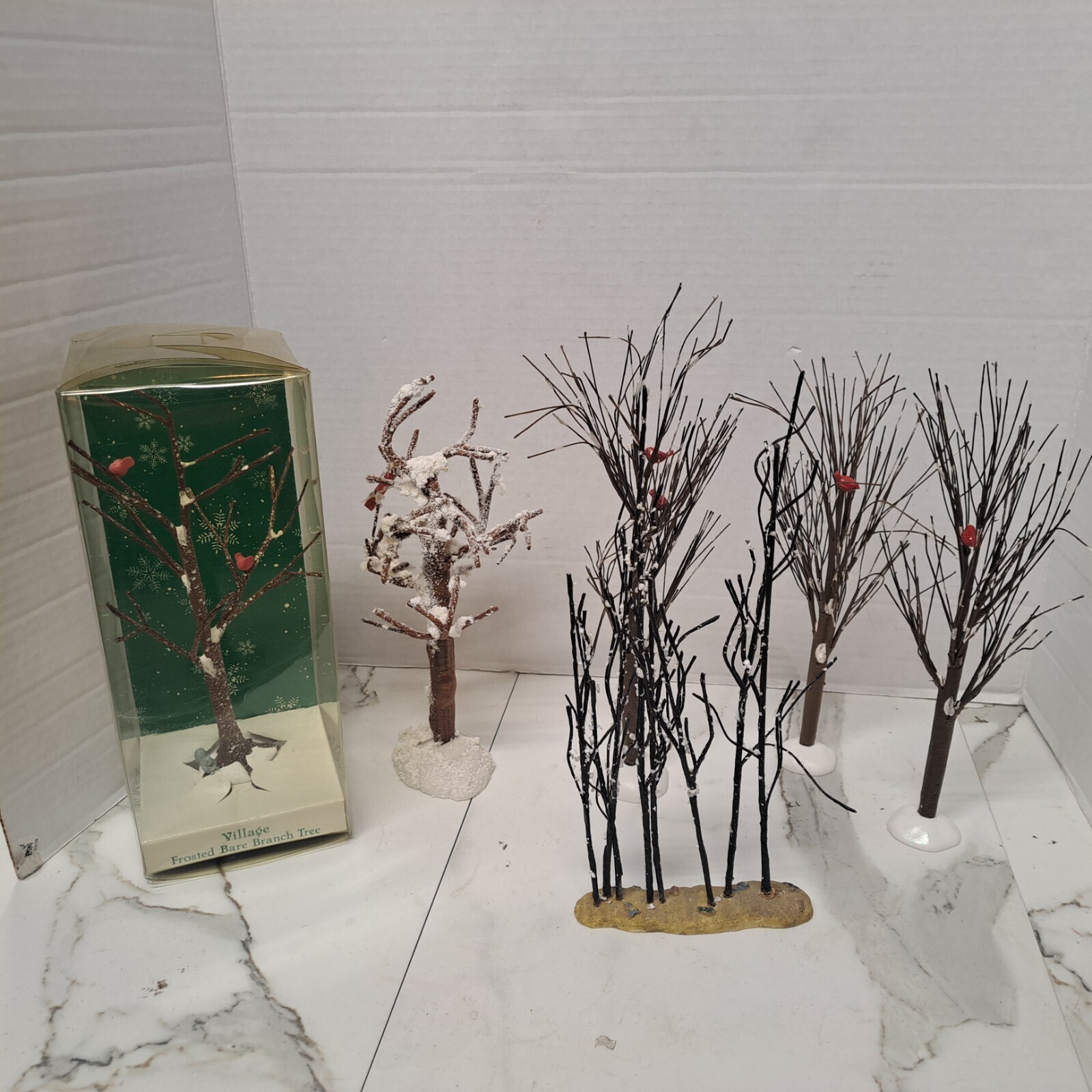 Lot Of Dept 56 And Lemax Bare Branches Frosted Trees