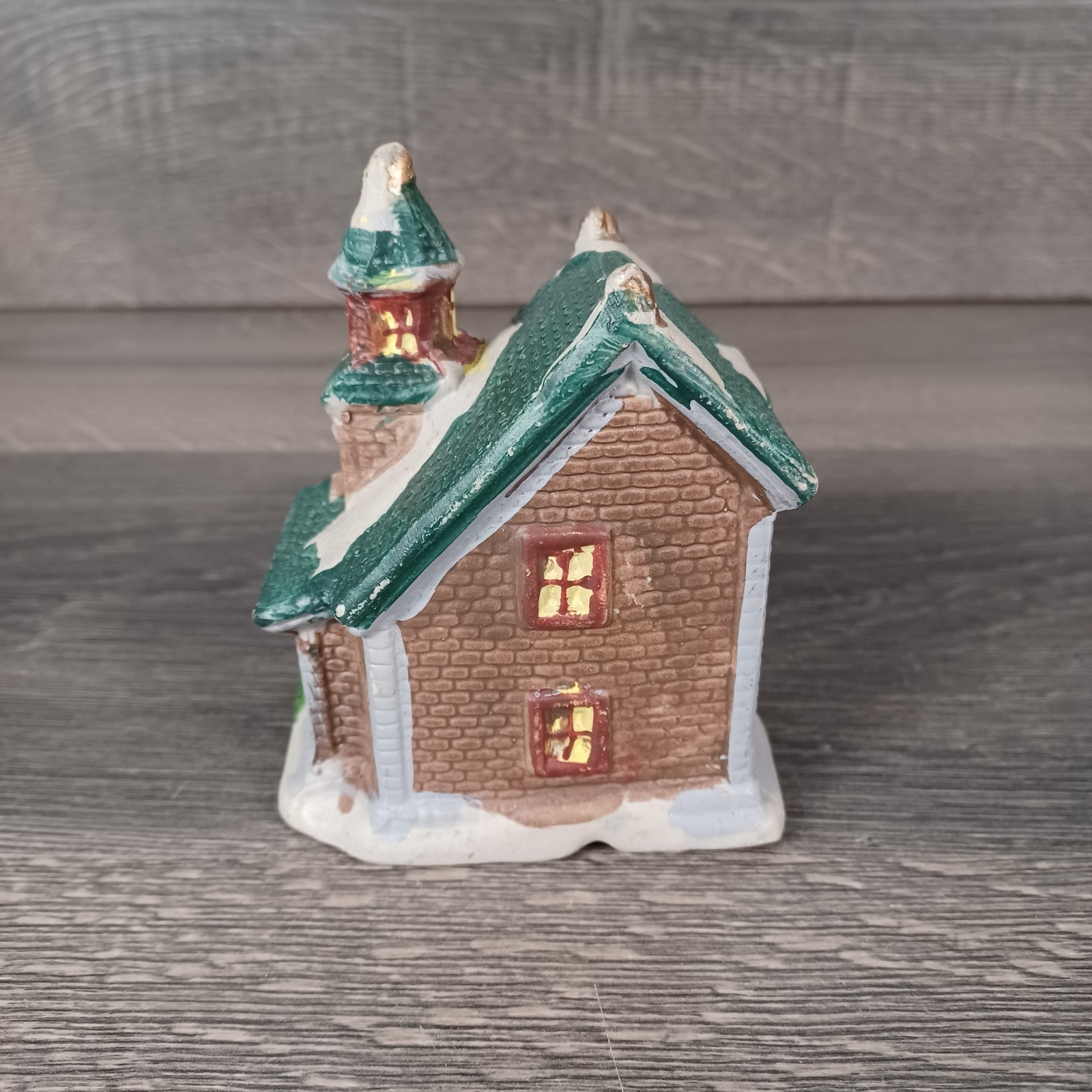 Vintage Ceramic Christmas Snowy Village Lot Of 6 Houses Pet Shop Church Flower