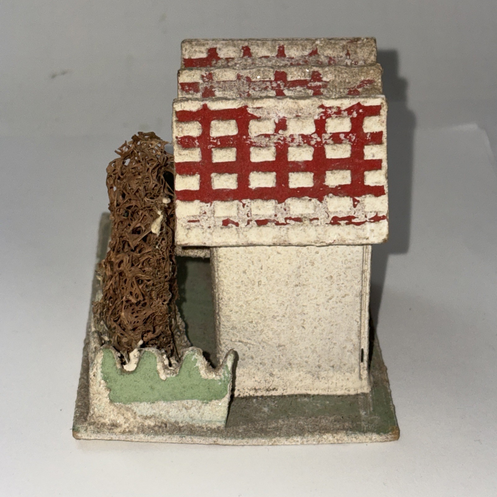 Vintage Christmas 2-story House Putz Display w/ Tree Fence Mica Glitter ~ Japan