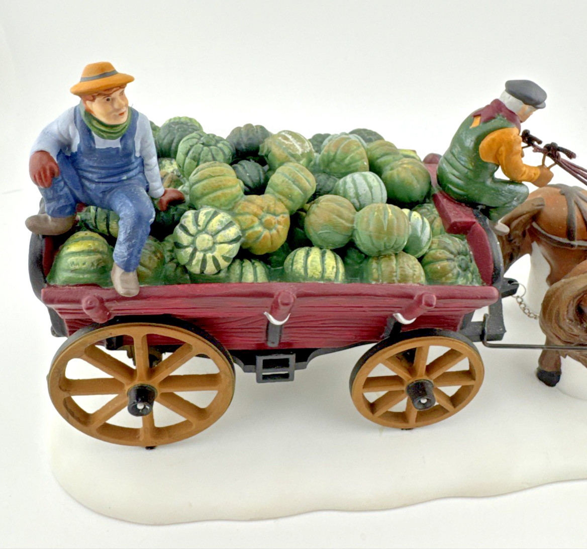Department 56 Bachman’s Horse-Drawn Squash Cart Handpainted Porcelain & Metal