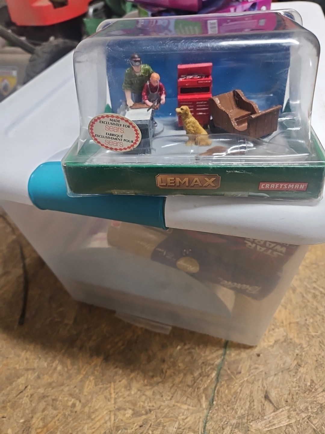 NOS NIB Lemax Rare 2012 Craftsman Sears Exclusive Father Son Dog Workshop