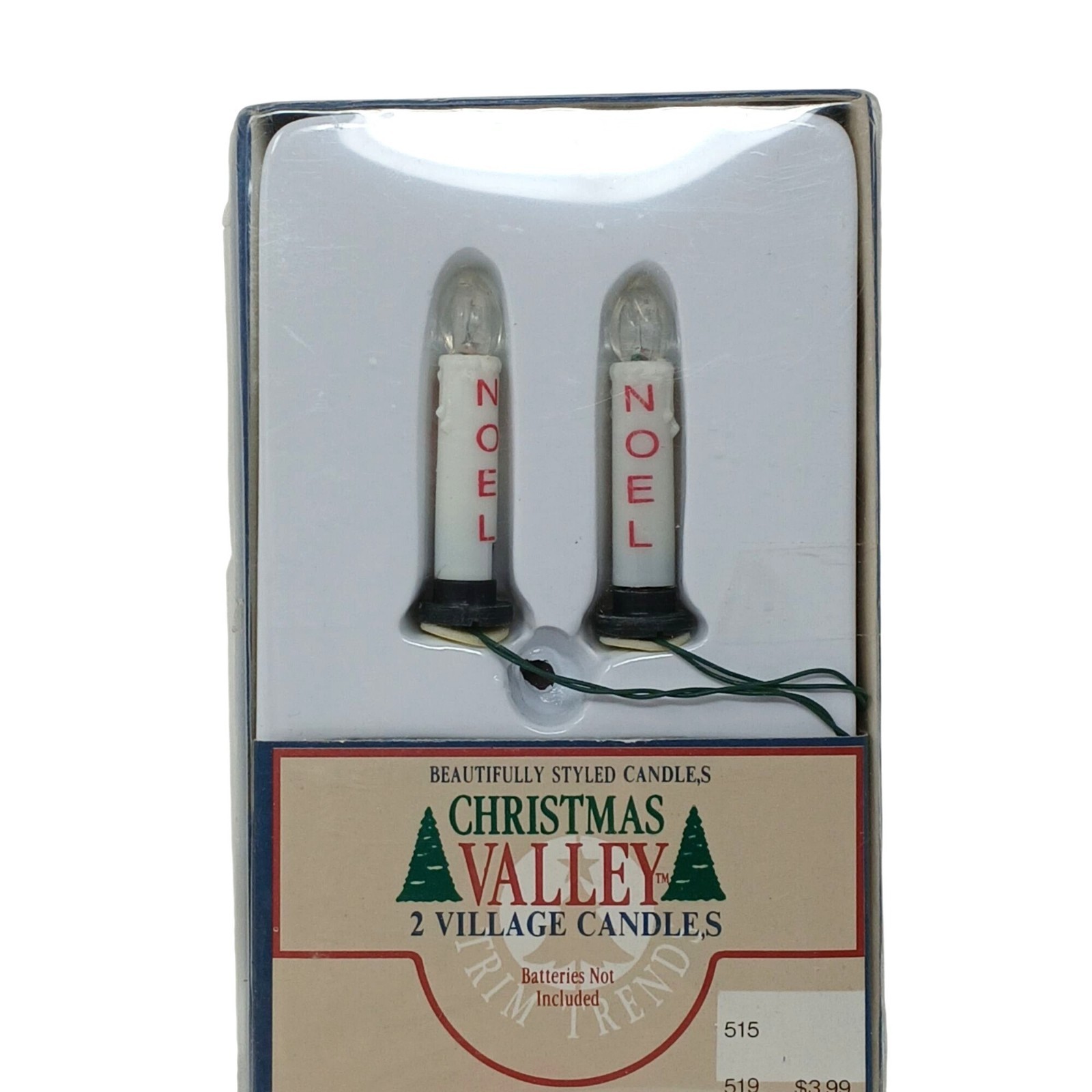 Christmas Valley 2 Village Candle Lights Noel Design Battery Operated VTG #D-9