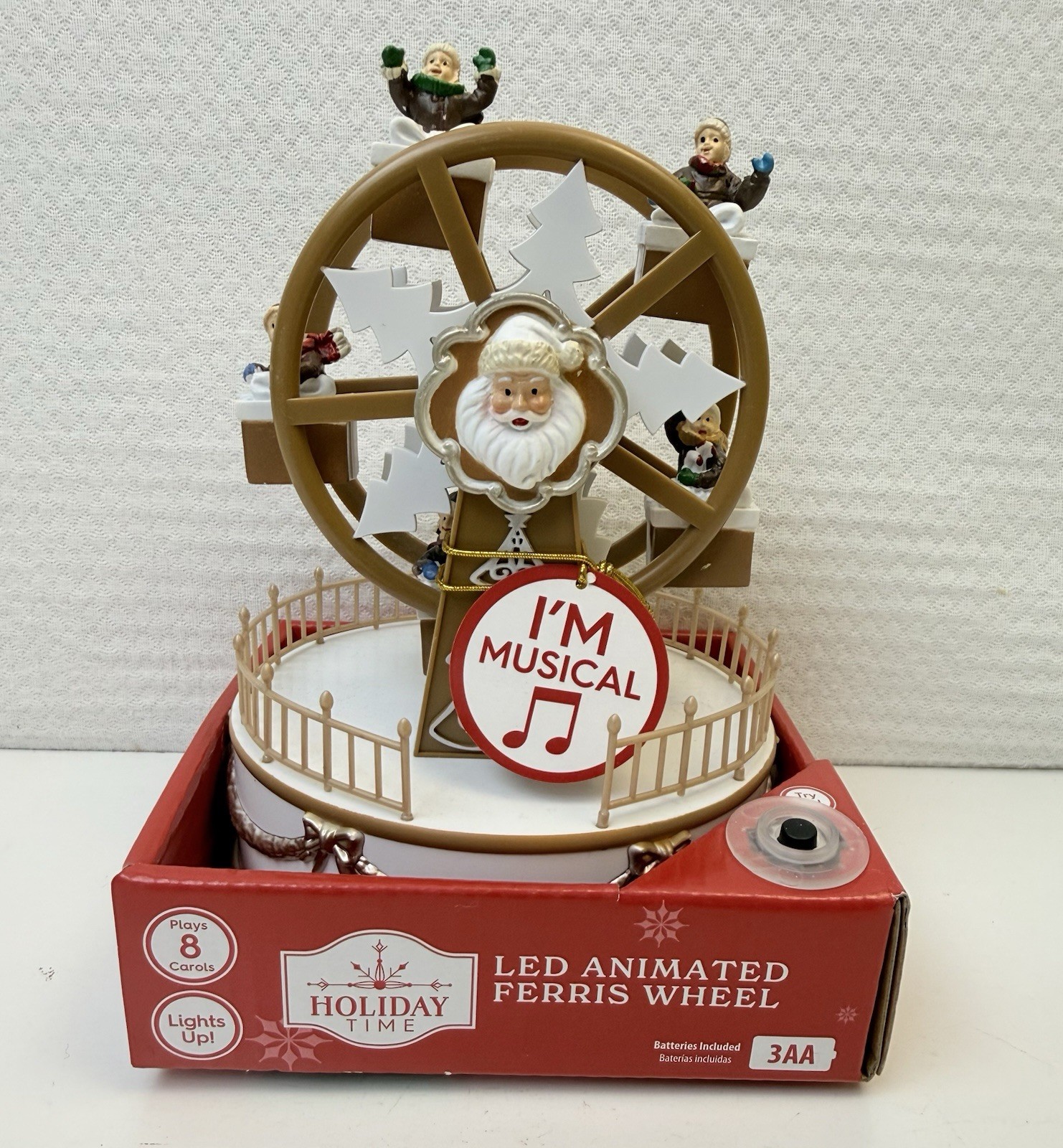 Animated Christmas Village Ferris Wheel Decorative Display6″ Holiday Time Works!