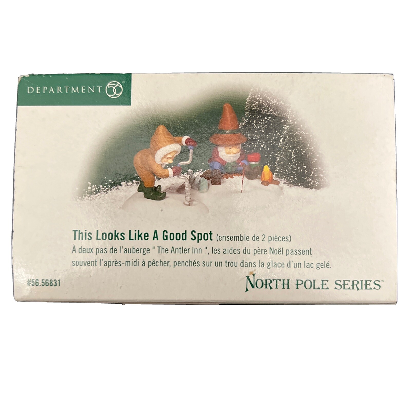 Dept 56 North Pole 2 Pc This Looks Like a Good Spot Elves Ice Fishing #56831