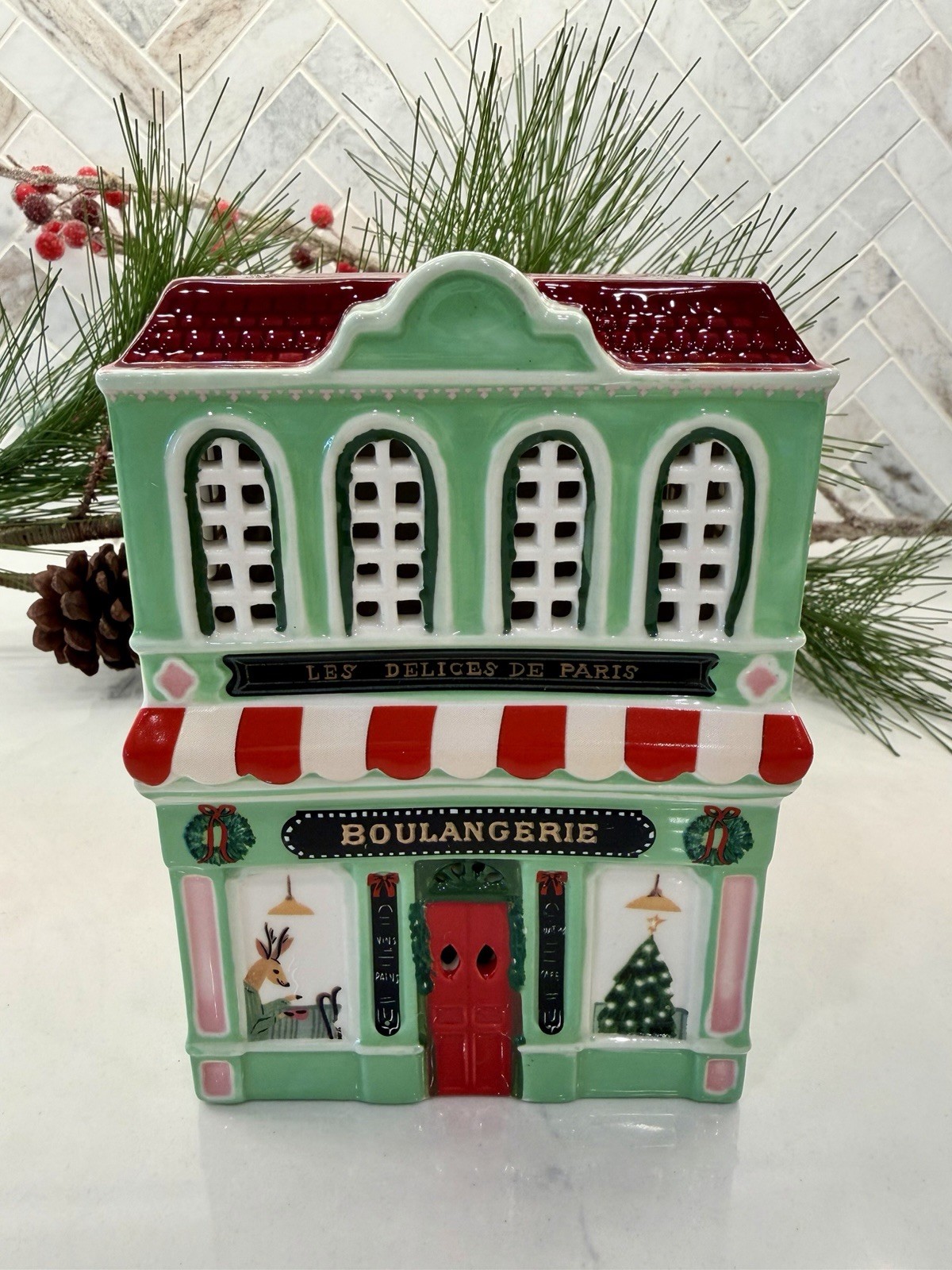 Anthropologie~Ceramic Holiday House~PARIS BAKERY~NIB~SOLD OUT~🥐🎄