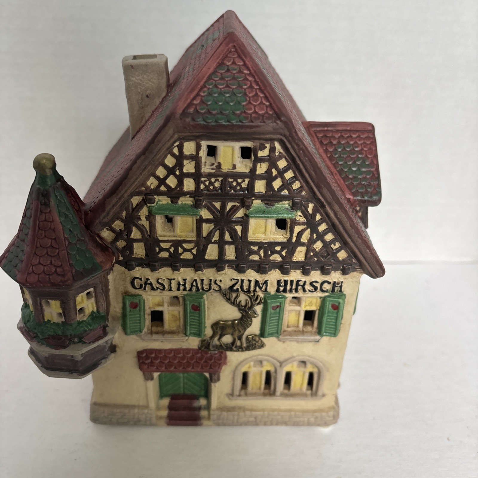 G. Wurm Hotel & Restaurant porcelain building village Candle tealight 7″ tall