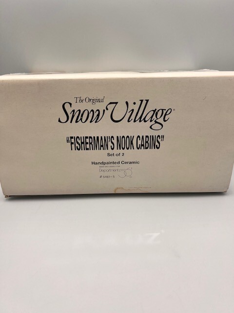 FISHERMAN’S NOOK CABINS BASS AND TROUT # 54615 s/2 DEPT 56 RETIRED SNOW VILLAGE