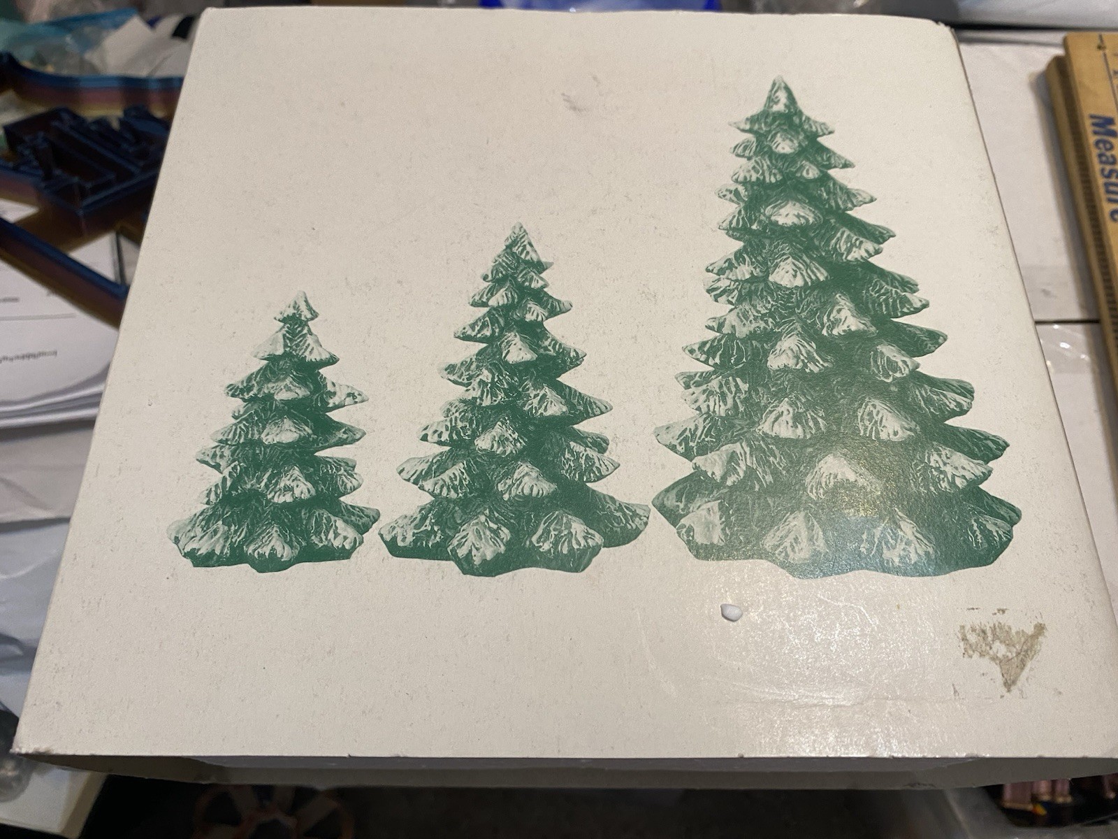 VILLAGE EVERGREEN TREES COLD CAST PORCELAIN, 5205-1 DEPARTMENT 56 SET OF 3 BOXED