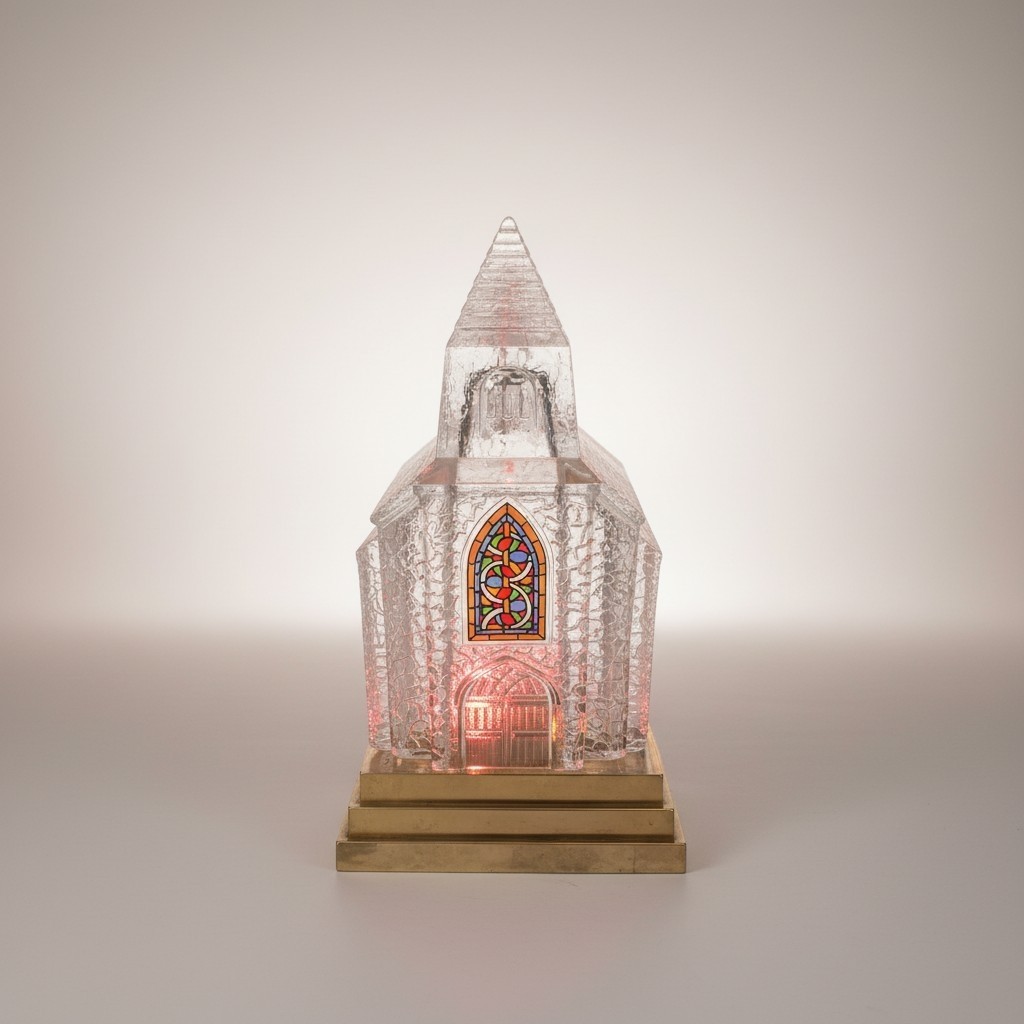 Vintage Christmas Decor Avon Glass Church 1992 Twinkle Lights Battery Operated