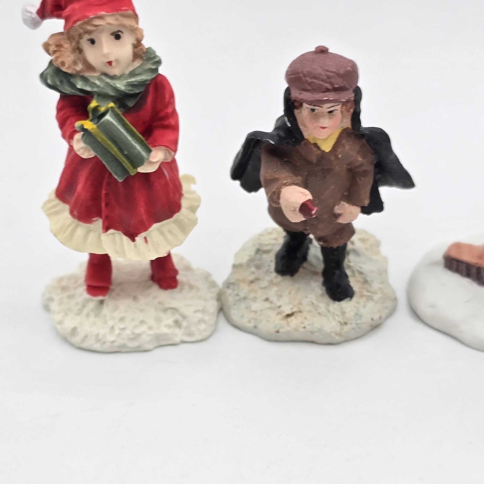 Vtg Christmas Village Figures Lot Ceramic Miniature Victorian People Girl Boy