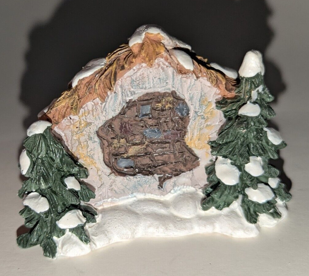 Christmas Village Nativity Scene Mary Joseph Baby Jesus Sheep In Manger Figurine
