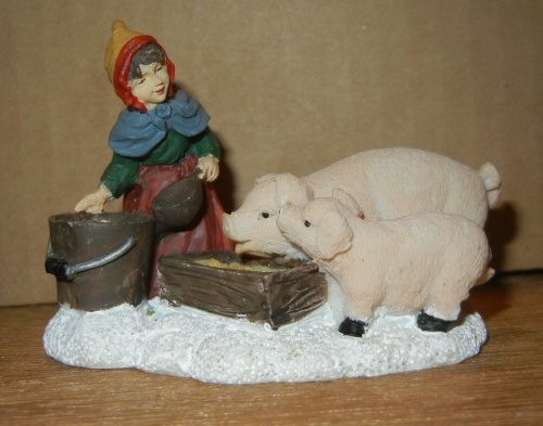 12 PCS VILLAGE FARM SCENE CHRISTMAS VILLAGE VARIOUS ACCESSORIES