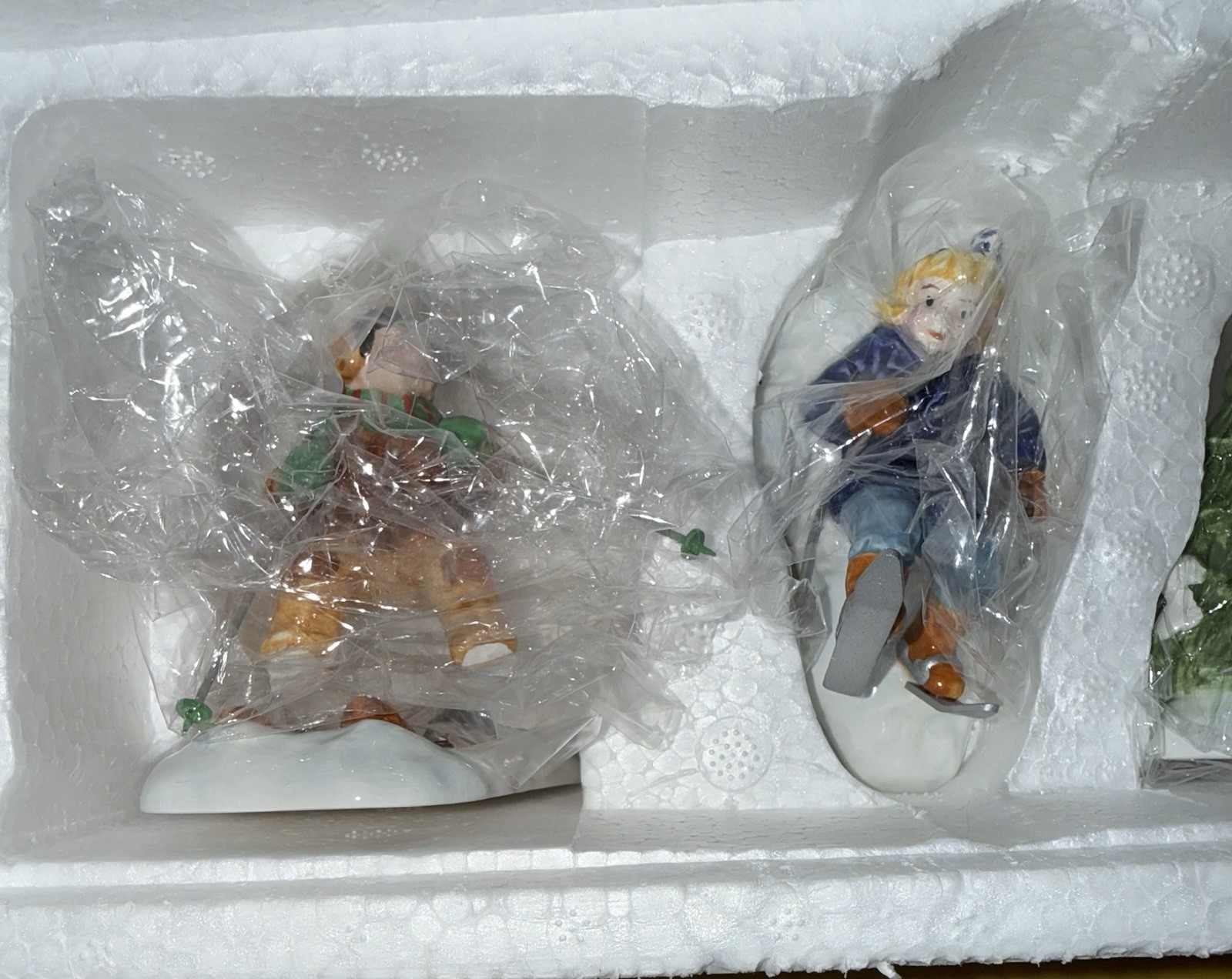 Department 56 Snow Village Skaters and Skiers 3 in Set #54755 w Box and Sleeve