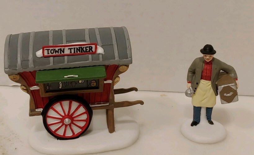 Heritage Village Dept 56 Town Tinker Porcelain Figures 2 Pc Original Box