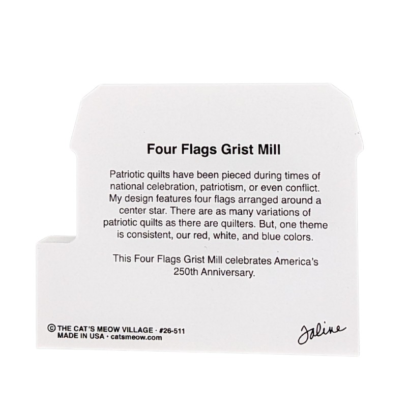 Cat’s Meow Village Four Flags Quilt Barn Grist Mill 26‑511 Wood Sitter Patriotic