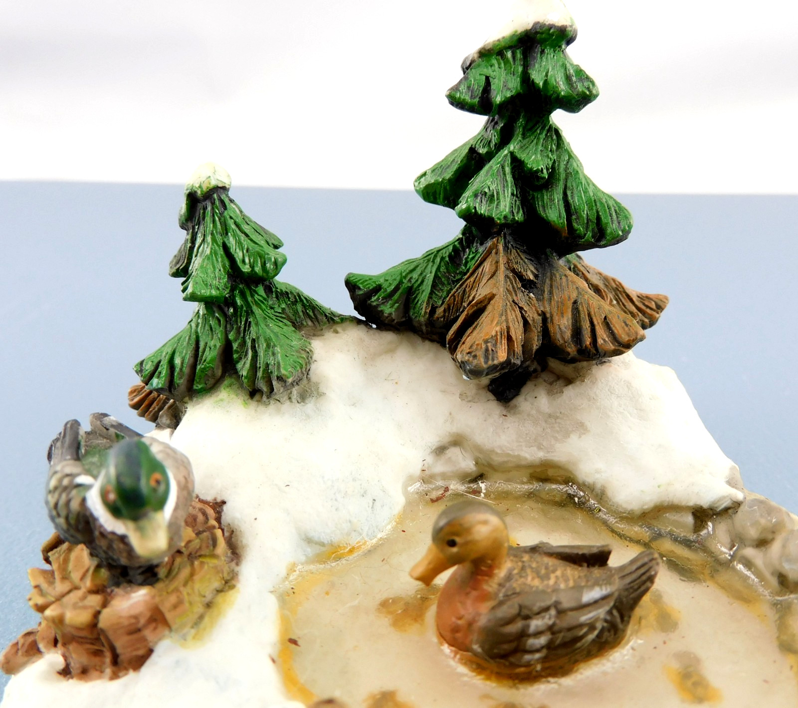 Duck Pond Scene For O’well Christmas Village 4.5″W Resin Pines Pier Holiday Time