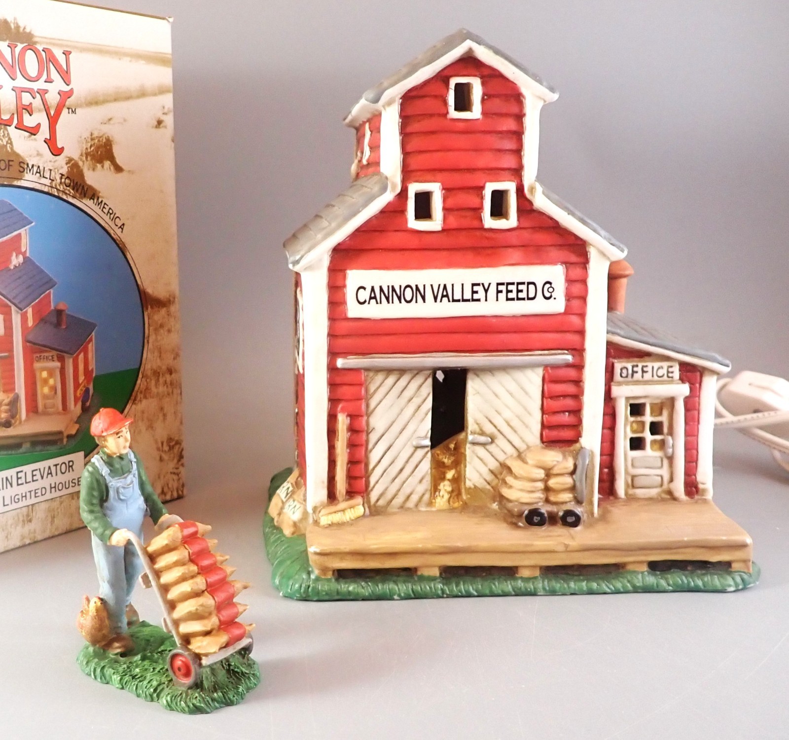 Cannon Valley Grain Elevator Feed Mill & Worker Midwest of Cannon Falls Lighted