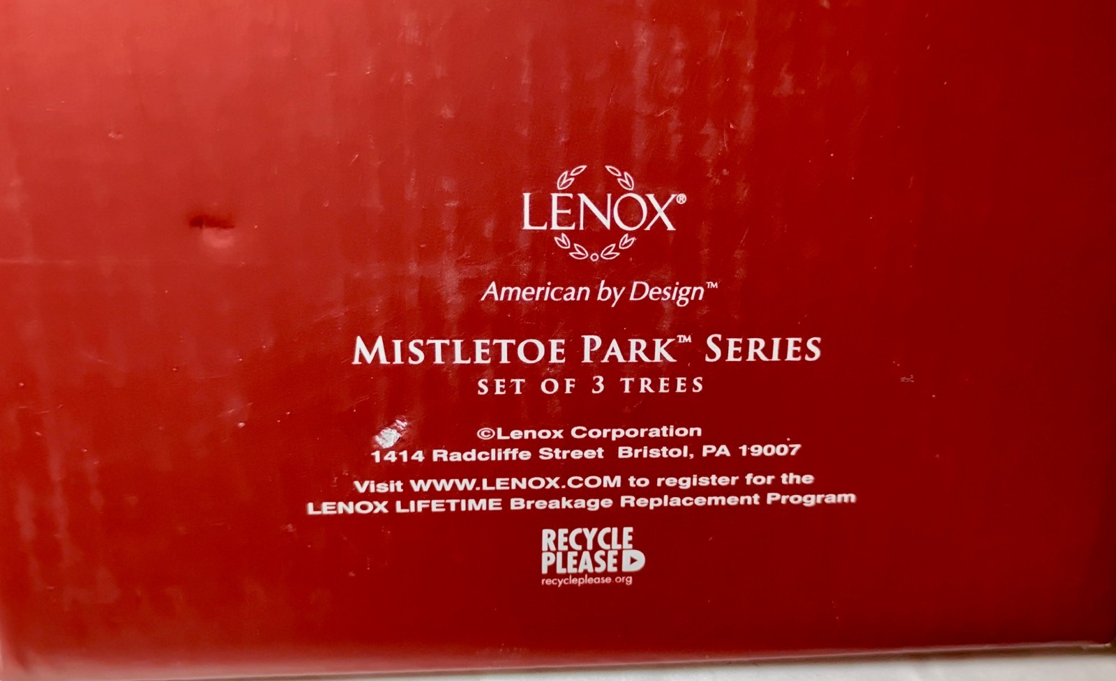 LENOX MISTLETOE PARK set of TREES — Village Treasures series NEW