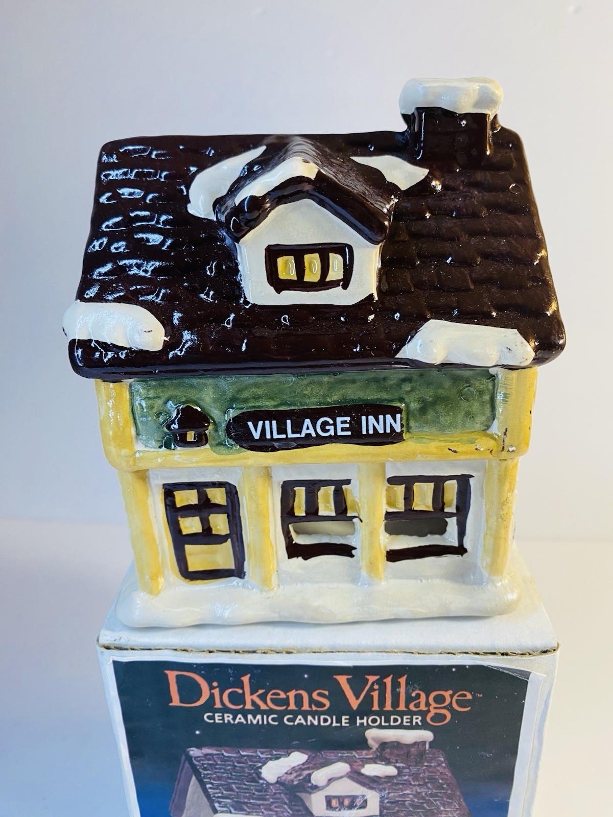 Dickens Village Ceramic Candle Holder Village Inn JS NY Taiwan NOS New Old Stock