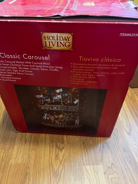 Large Illuminated Rotating Classic Carousel Christmas Victorian -See Video! HTF