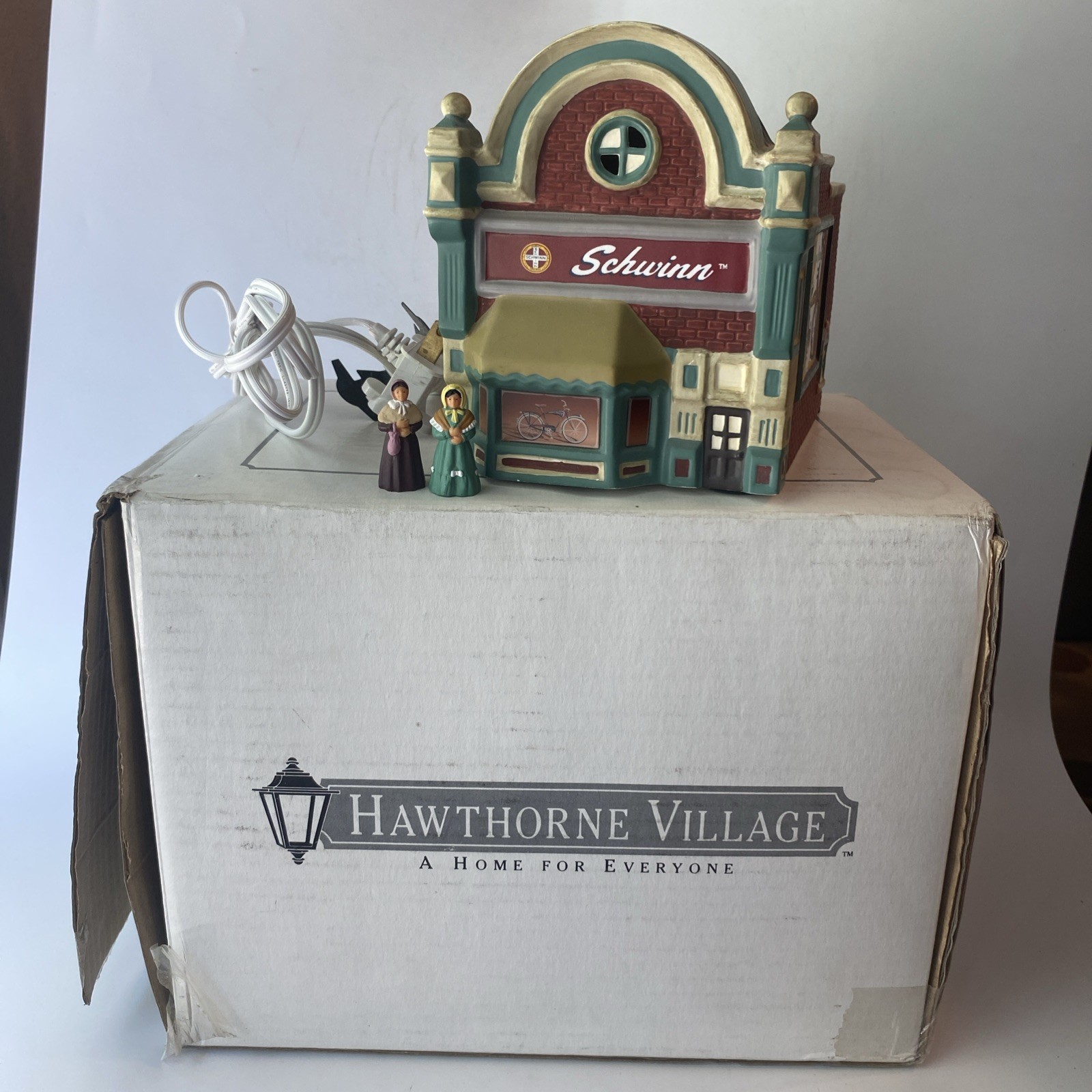 BROKEN Rare Hawthorne Village Remembering Main Street Schwinn Bicycle Shop READ