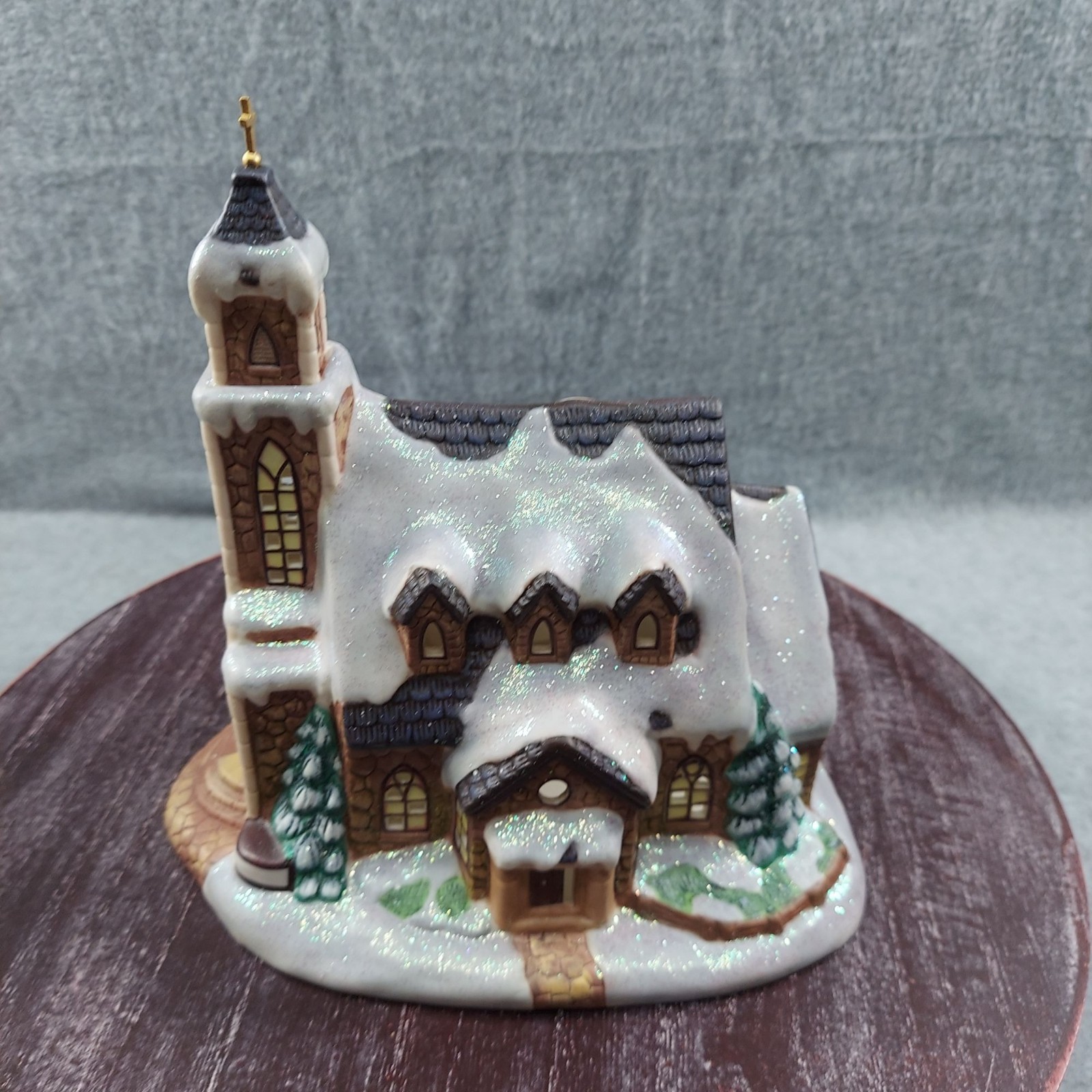 Stone Hill Chapel Thomas Kinkade Collectible Ceramic Holiday Village Miniature