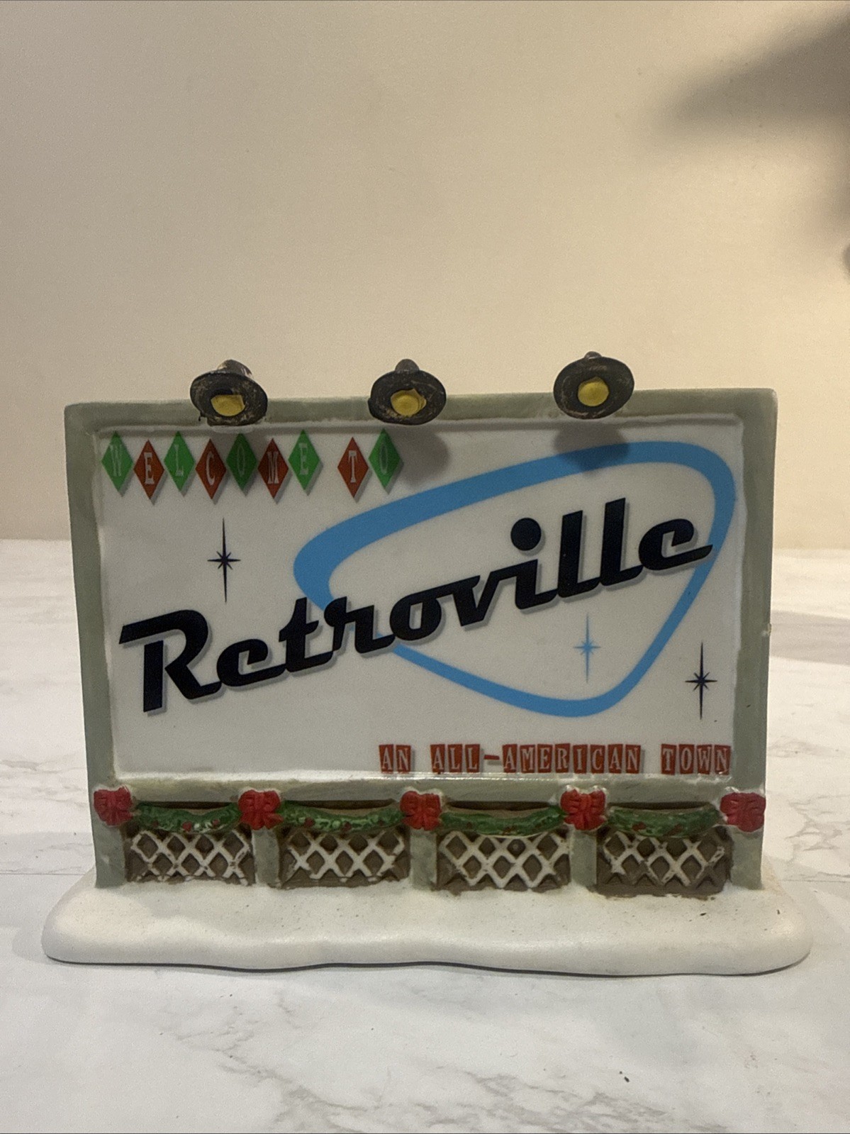 Ceramic Santas Workbench Collection Retroville – Classic Town Sign