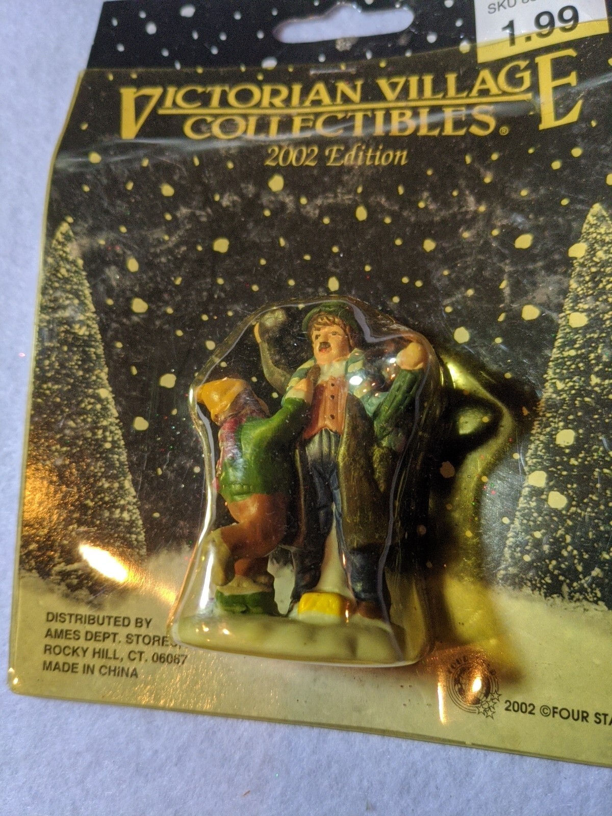 Victorian Village Collectibles Christmas 2002 Victorian Man & Young Girl Playing