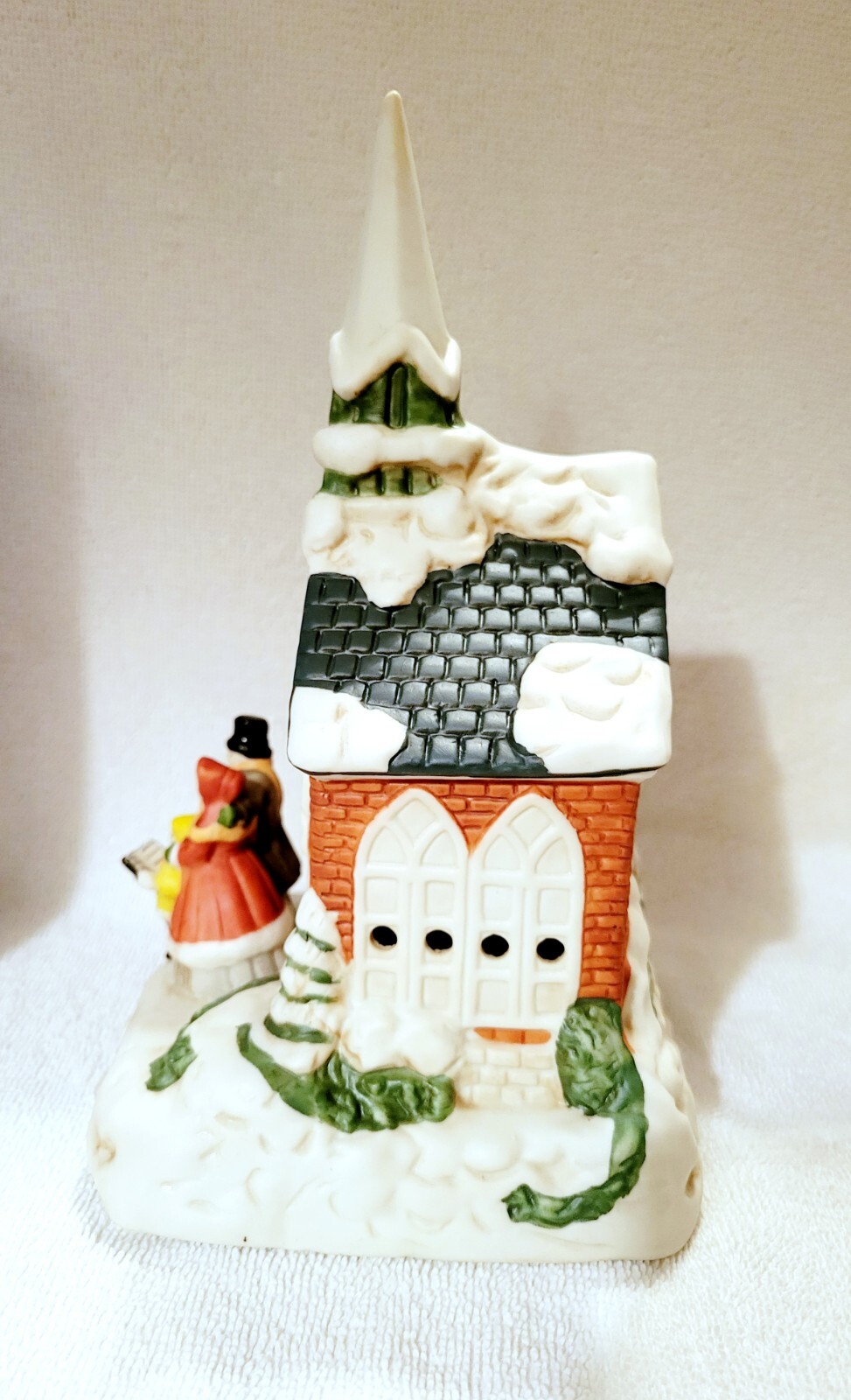Vintage BADCOCK Holiday Porcelain Church Musical Hand Painted With Box Retired
