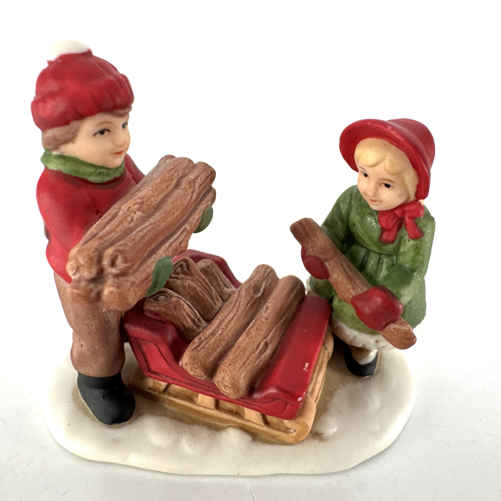 Lefton 1989 Christmas Sleigh & Children Figure #07327