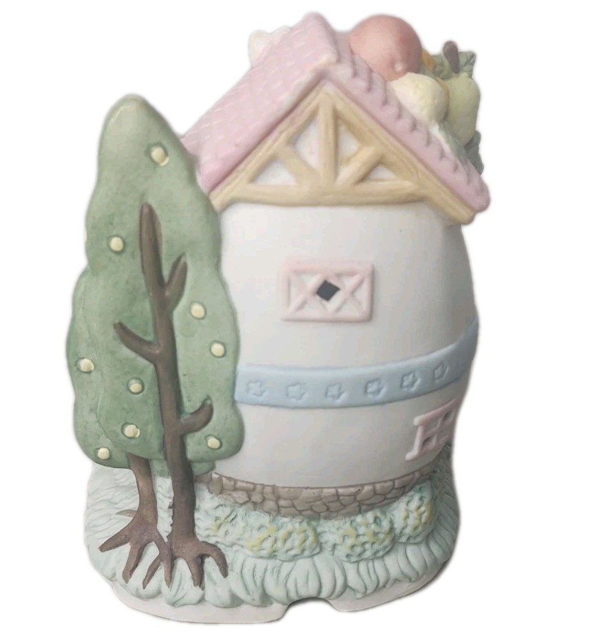 Easter Bunny Fruit Shop Hand Painted Porcelain House Rabbit Spring Decor Village