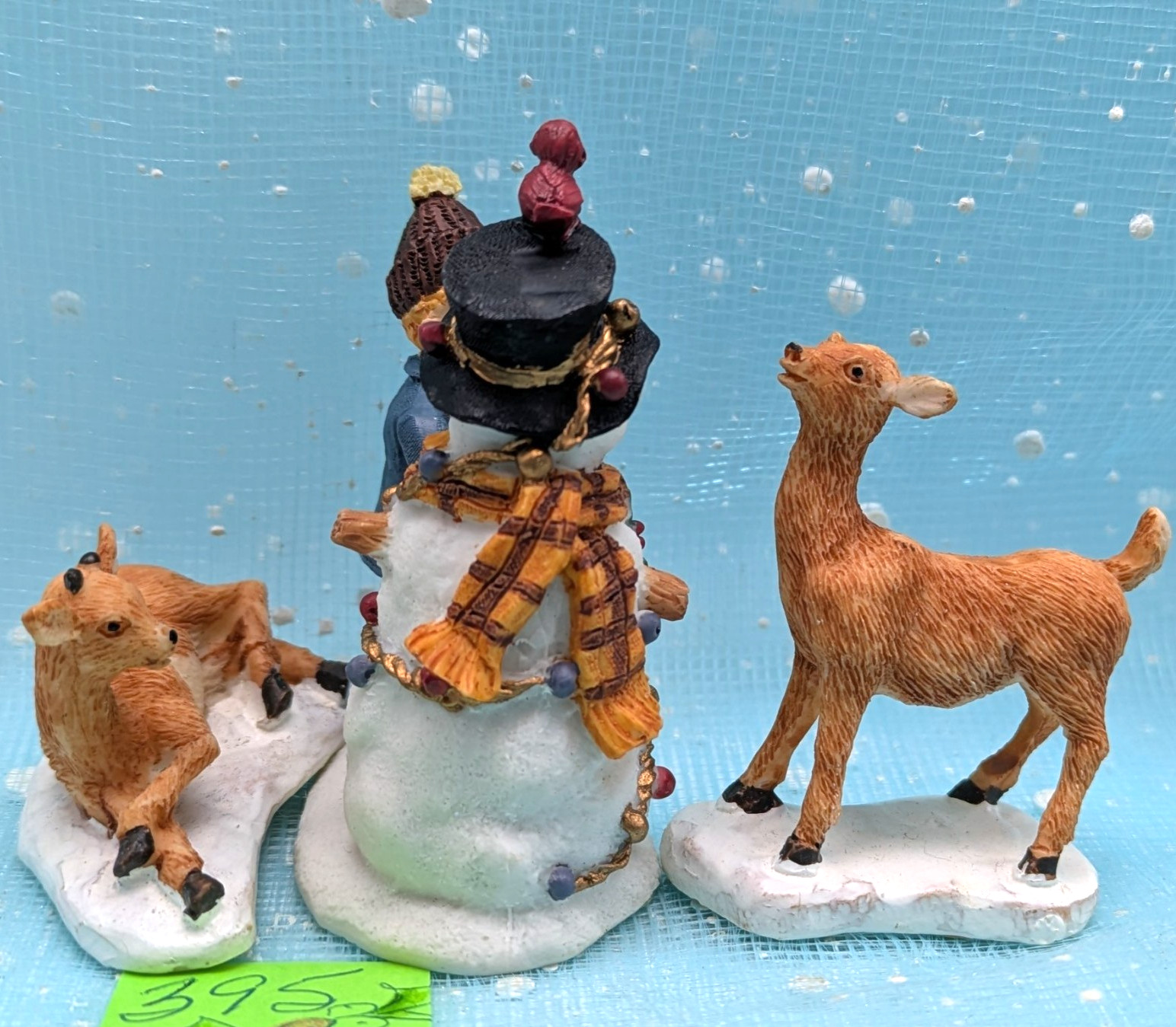 Boy Snowman Deer Bird animal friends Christmas Village Figurines LOOSE INV395
