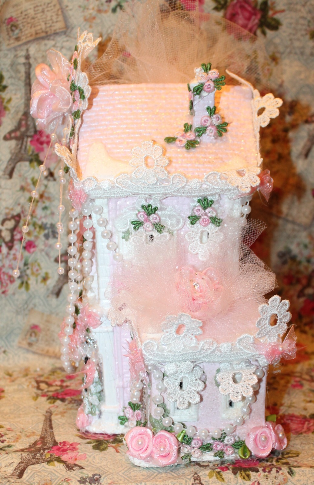 Shabby Chic Pink Christmas Village Victorian Village Shabby Pink Christmas