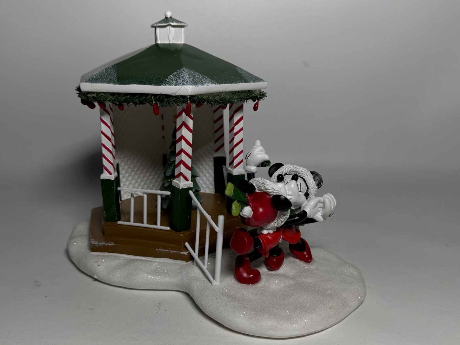 Disney Mickey Mouse St. Nicholas Square Mistletoe Gazebo Handpainted Tree Lights