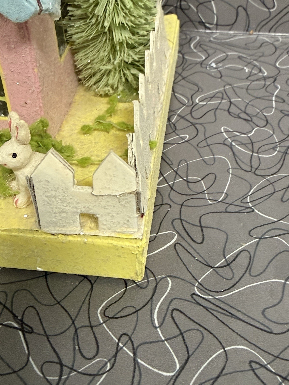 Vintage Pastel Putz House Spring Easter with Bunny Cody Foster Style