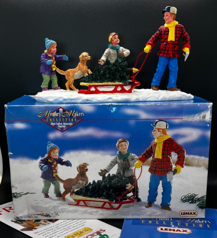 Lemax Memory Makers Collection, Bringing Home the Tree, #77011, Dad w/ Kids Dog