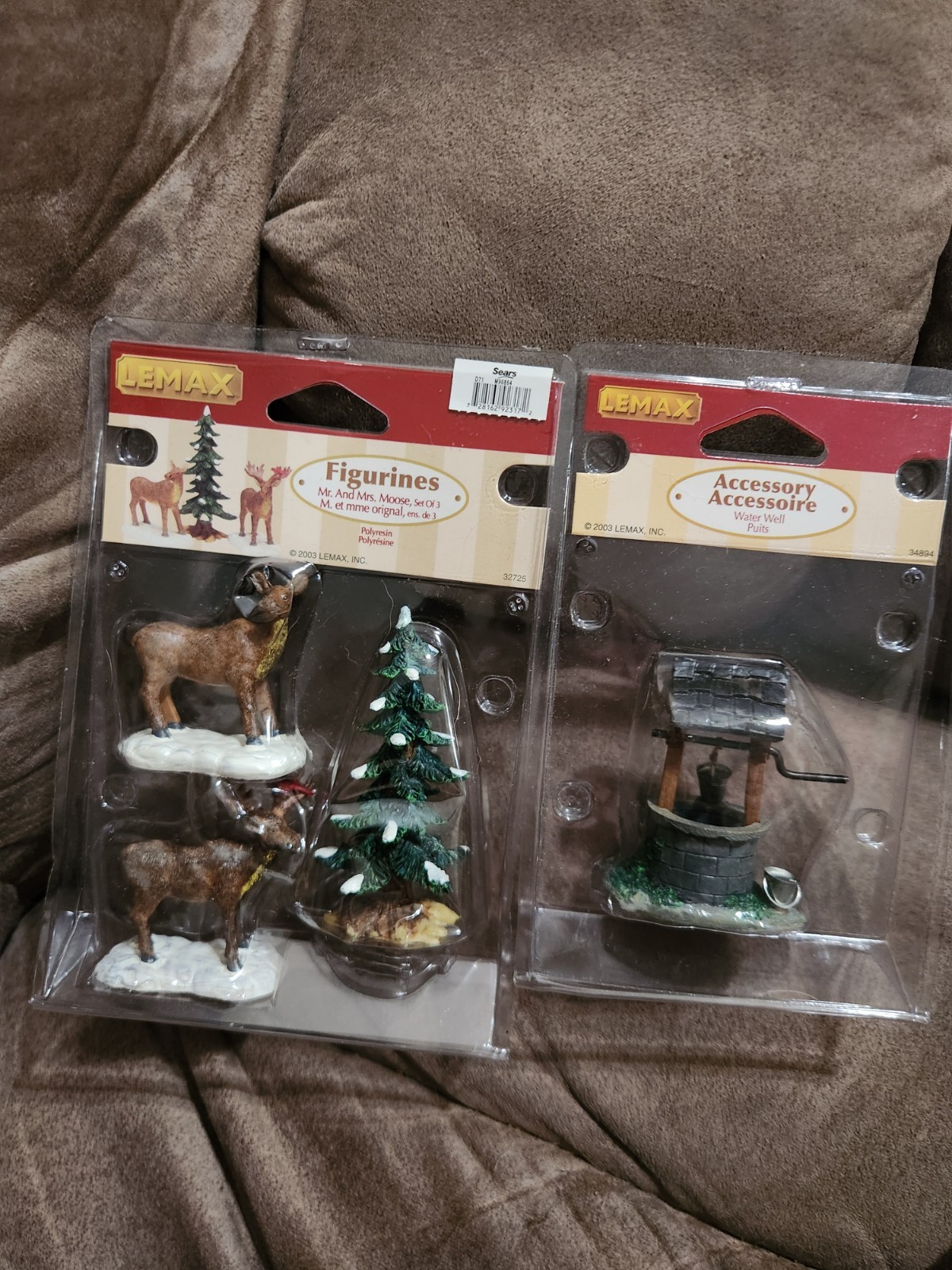Vintage Lemax Village Collection Mr And Mrs Moose Set & Water Well Figurine 2003
