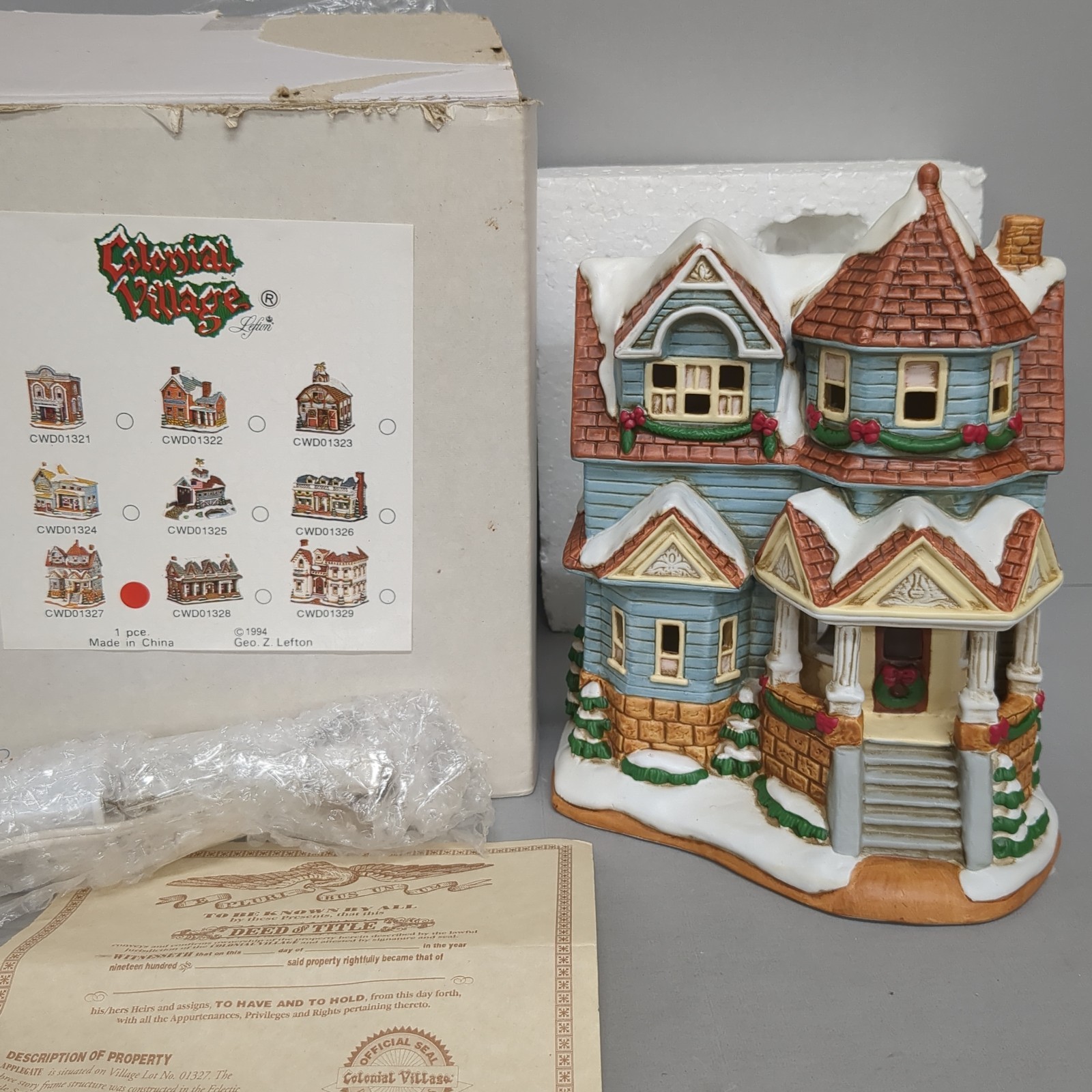 Lefton Colonial Village “Apple Gate” Victorian House Lighted Hand Painted 1994