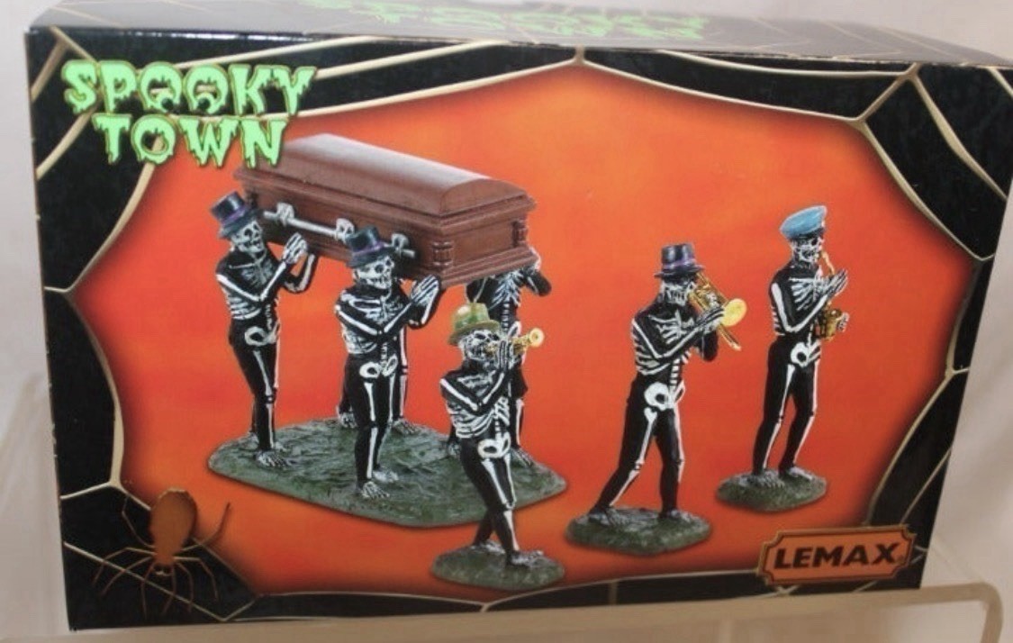 New Lemax JAZZ FUNERAL-SPOOKY TOWN Halloween Village-4 Piece Set