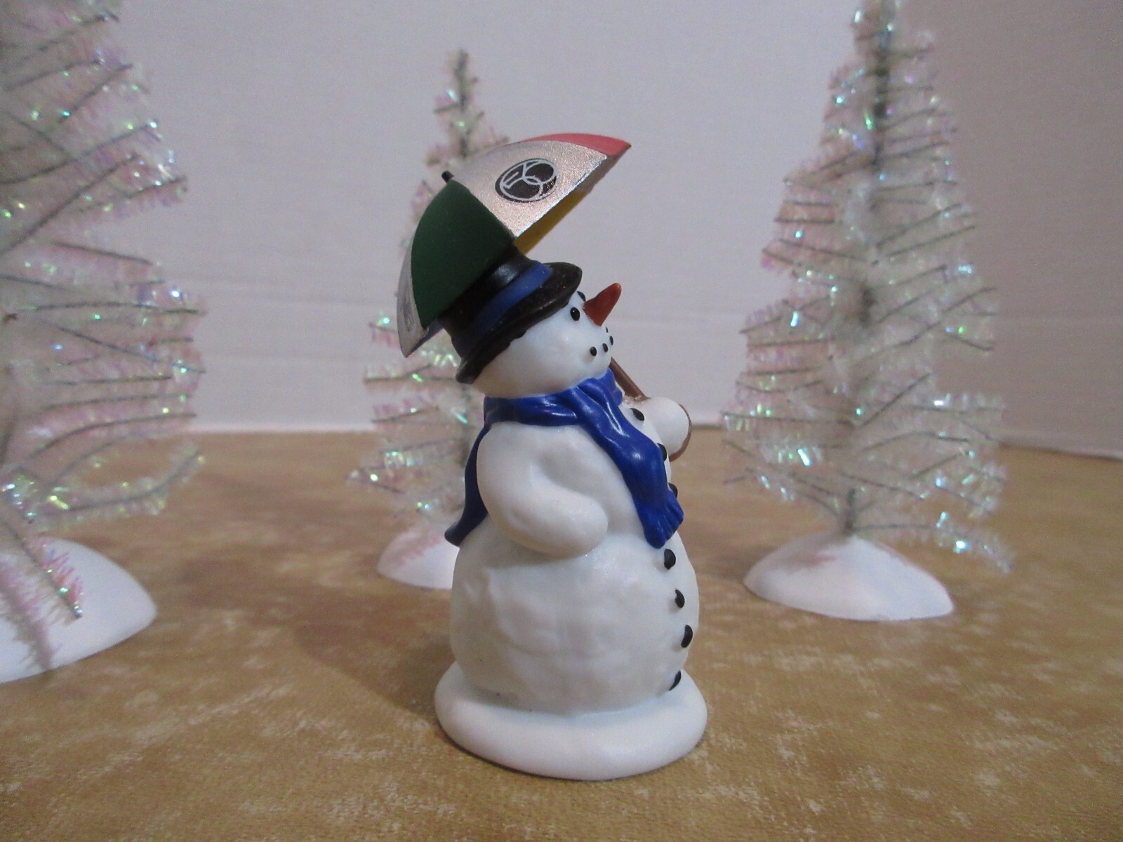 Dept. 56 2004 Classic Tinsel Trees 3 Pcs. & 2005 Ed ,The NCC Snowman