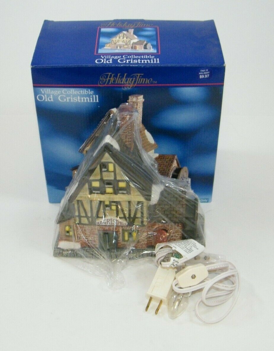 NEW! VILLAGE COLLECTIBLE OLD GRISTMILL BY HOLIDAY TIME LIGHTED HOUSE