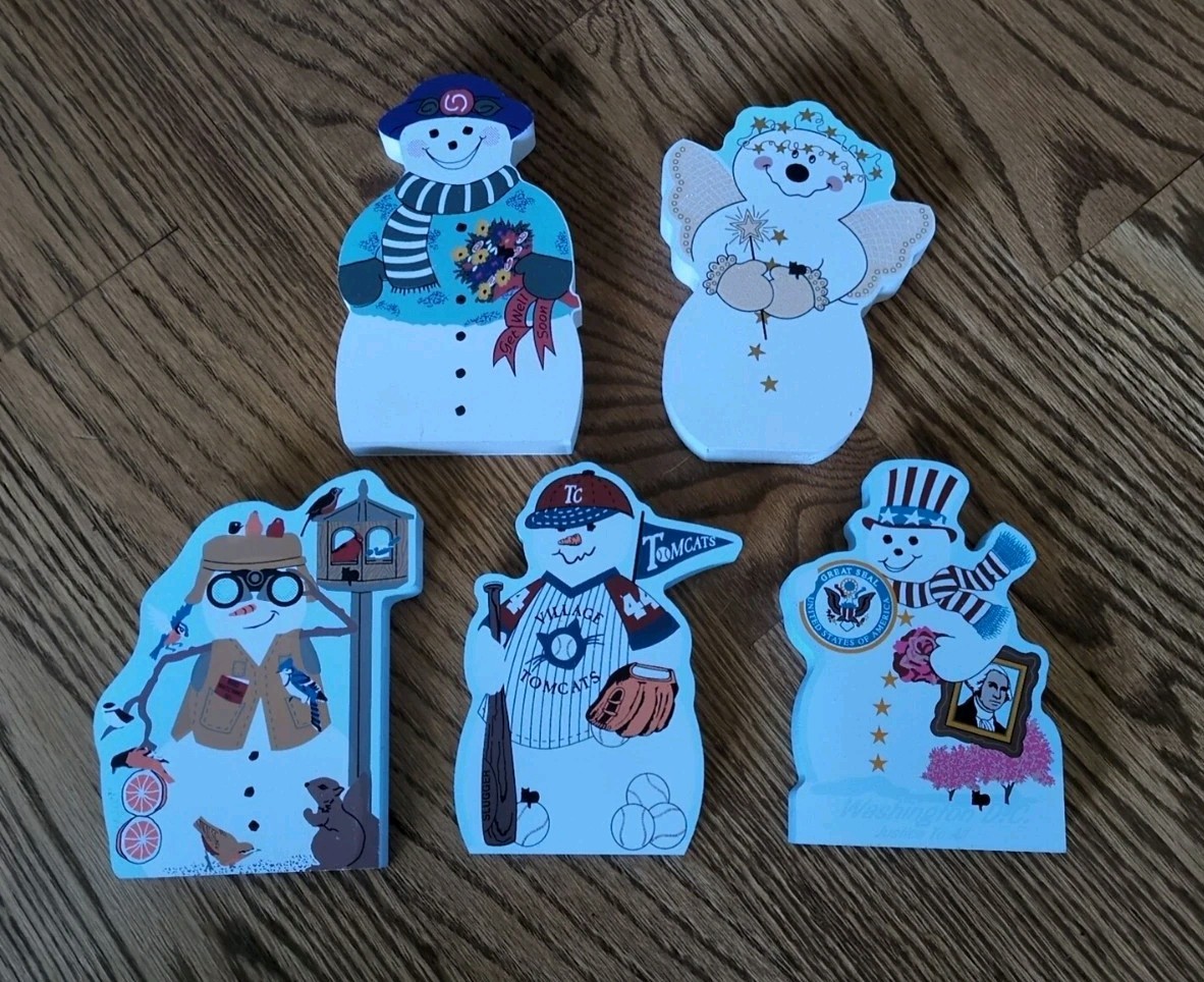 Snowman Collection Cat’s Meow lot Of 5 Get Well Baseball DC Bird Watch Angelic