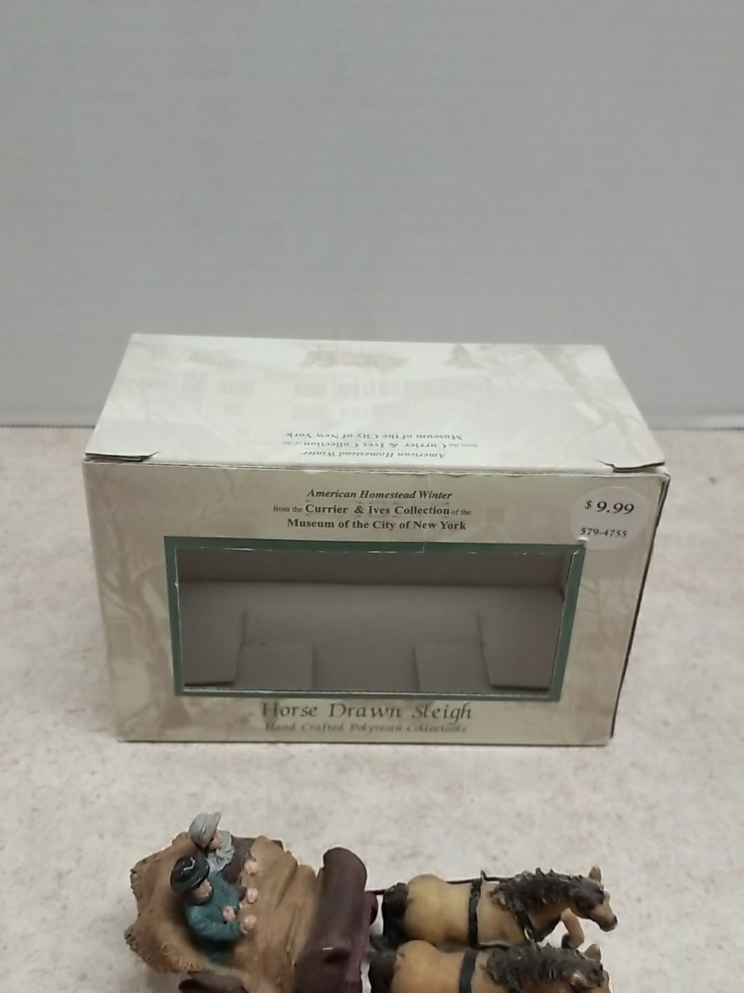 Currier & Ives “American Homestead Winter” Horse-Drawn Sleigh Polyresin Figurine