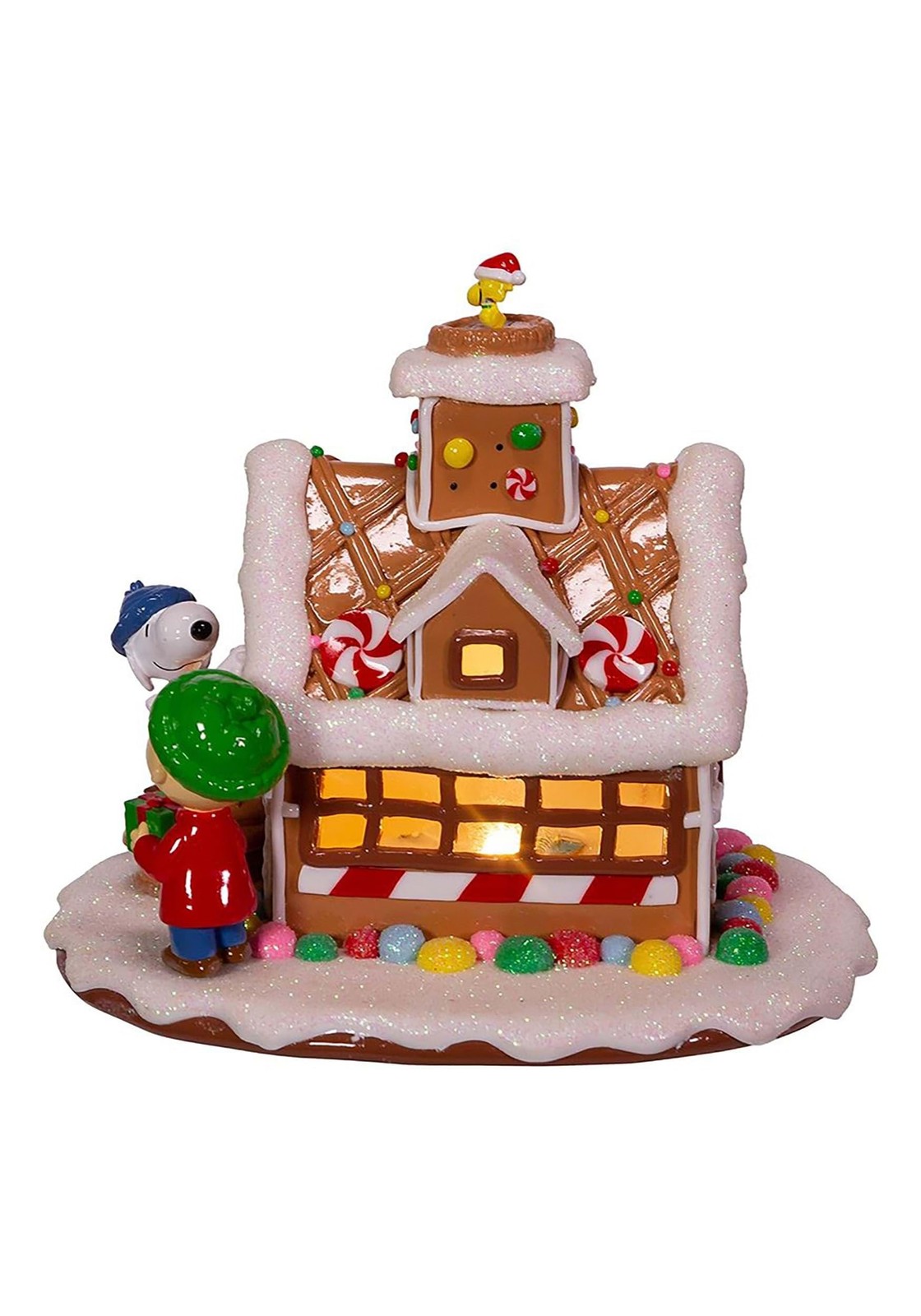 Peanuts Kurt Adler Battery-Operated LED Gingerbread House Table Piece 5.5in