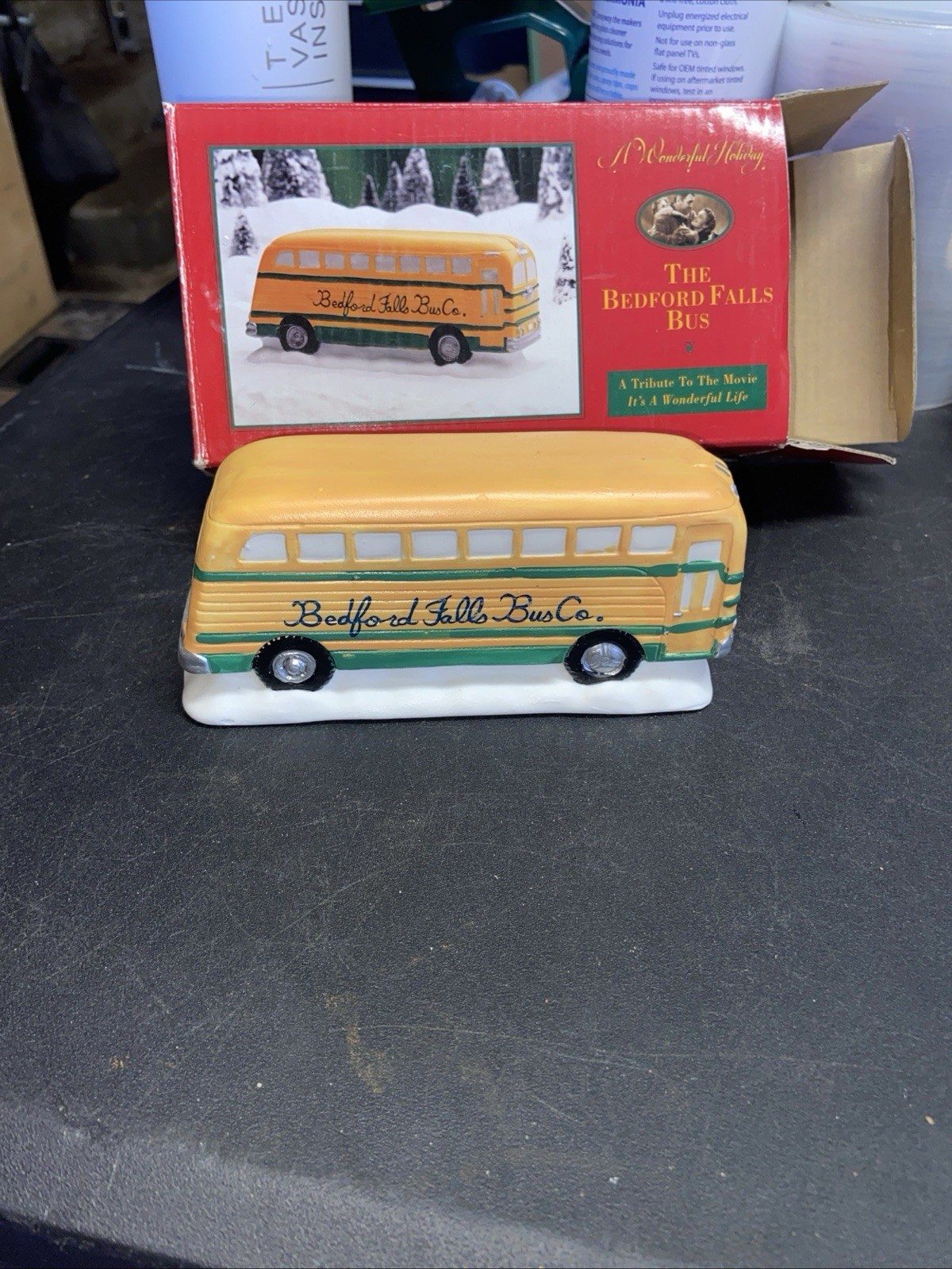 ITS A WONDERFUL HOLIDAY LIFE BEDFORD FALLS School Bus With Box 1996 Vintage